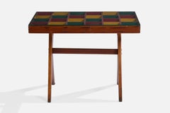 Diseñador brasileño, mesita auxiliar, madera, cristal, Brasil, década de 1960