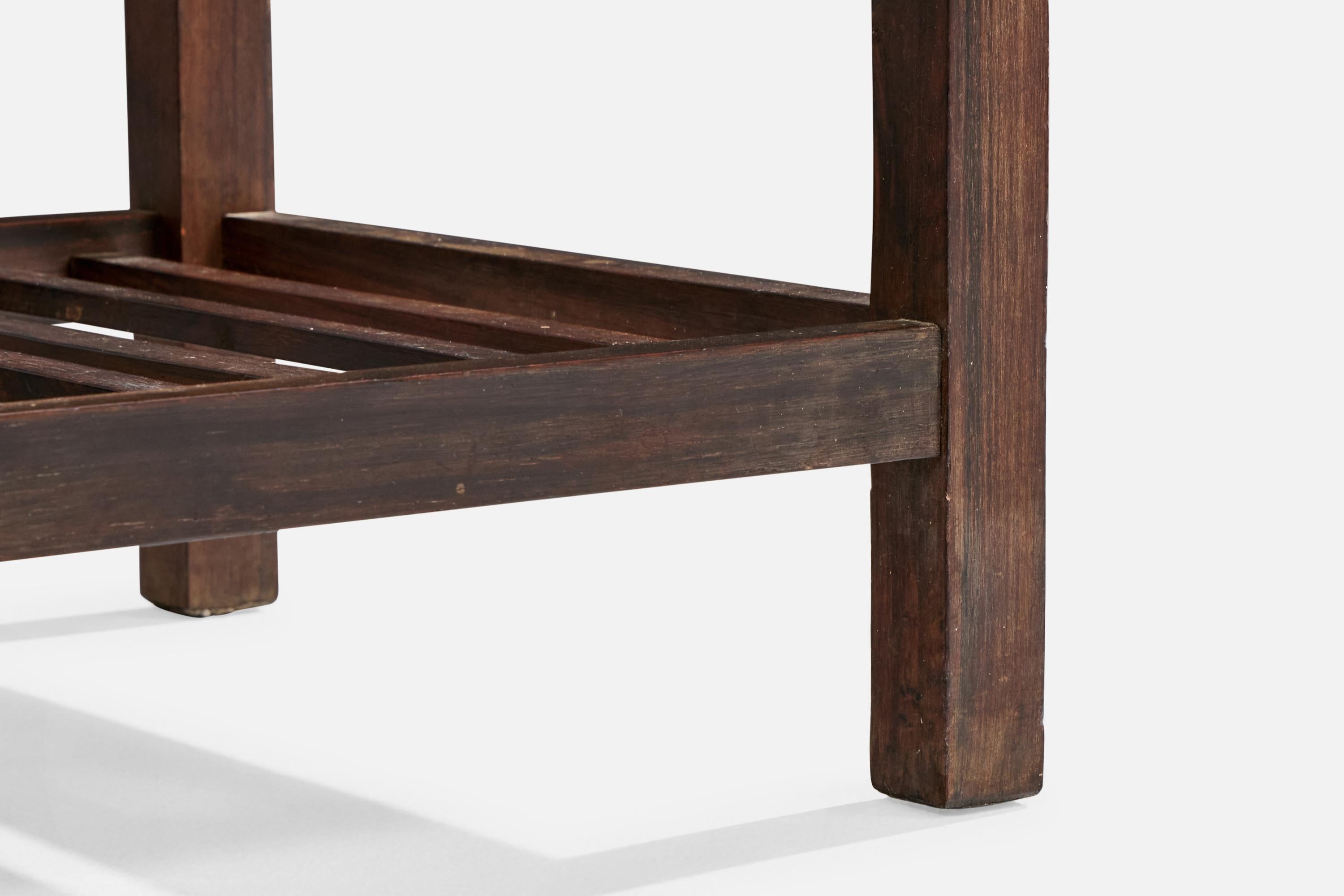 Brazilian Designer, Side Table, Wood, Marble, Brazil, 1950s en vente 4