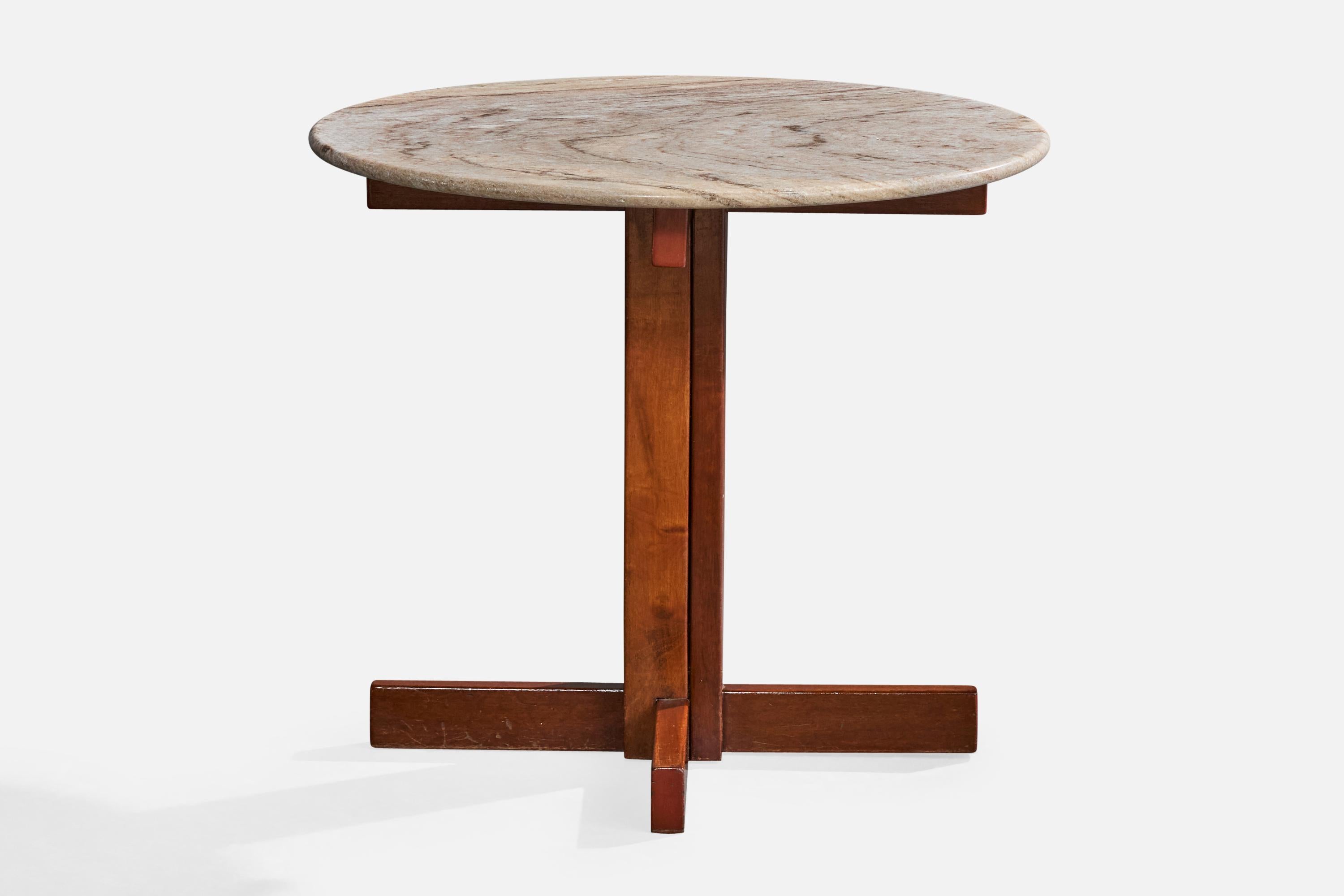 Mid-Century moderno Tavolino di design brasiliano, Wood, Marmo, Brasile, anni '1960 in vendita