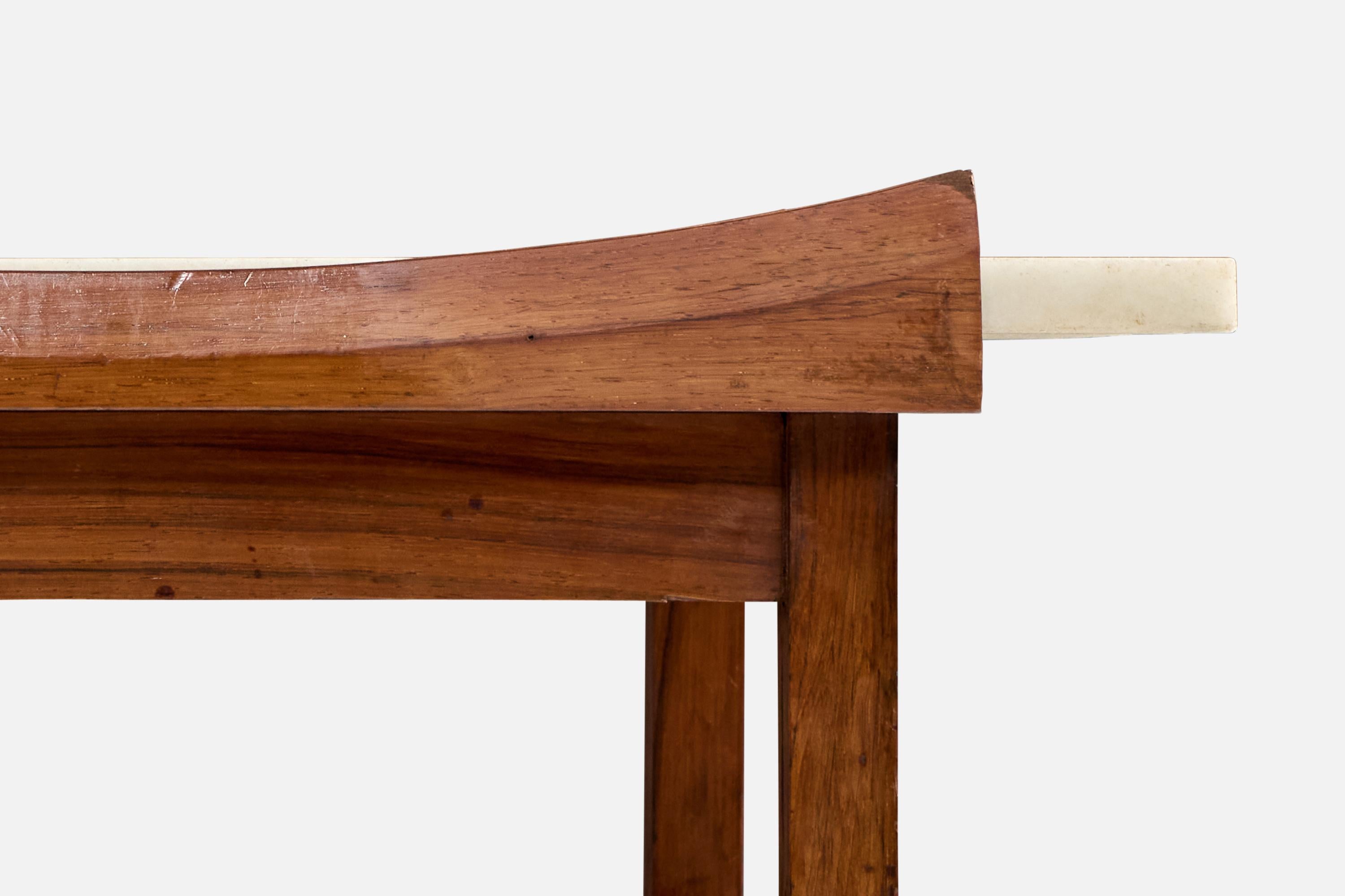 Brazilian Designer, Side Table, Wood, Marble, Brazil, 1960s Bon état - En vente à High Point, NC