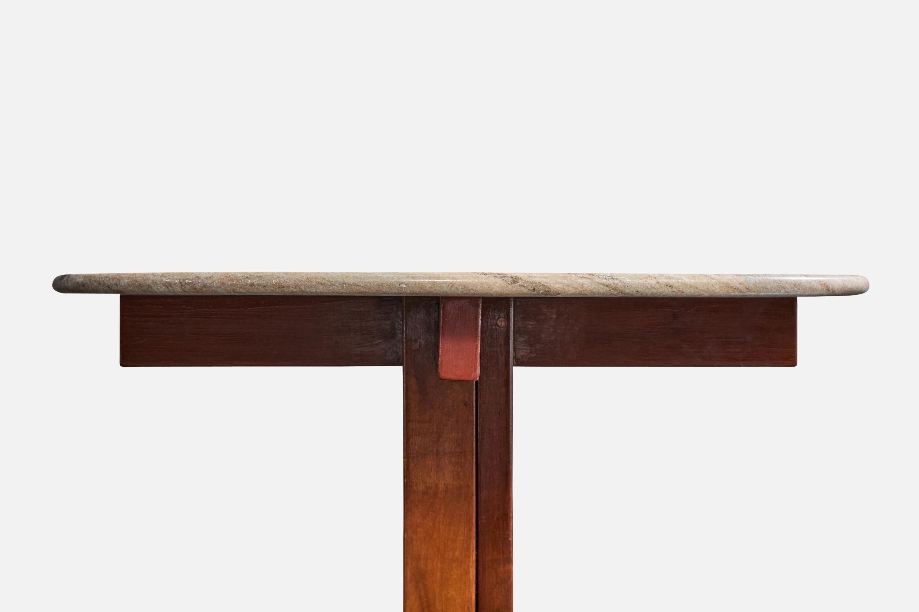 Metà XX secolo Tavolino di design brasiliano, Wood, Marmo, Brasile, anni '1960 in vendita