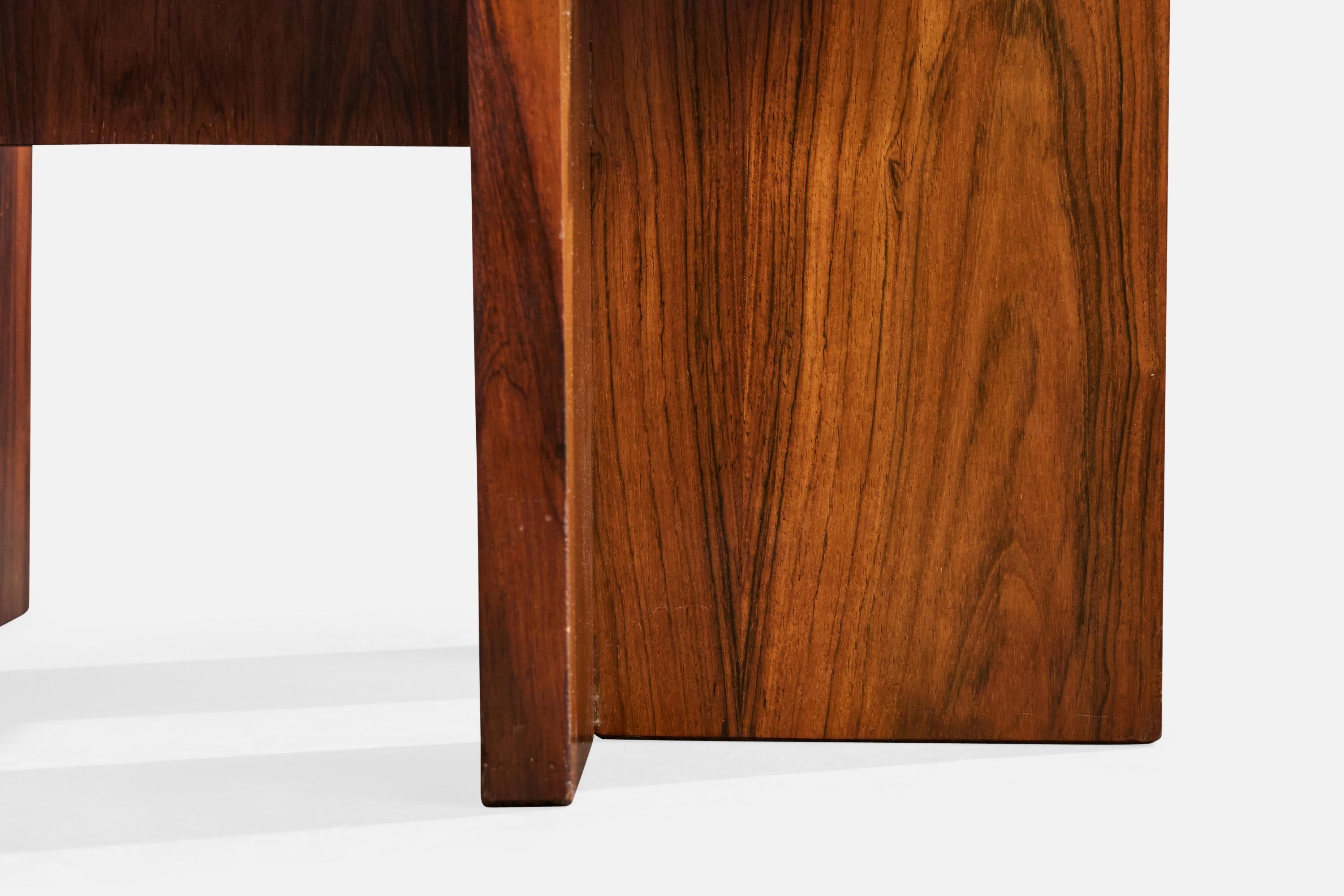 Designer brésilien, table d'appoint, Wood, Marbre, Brésil, années 1960 en vente 3