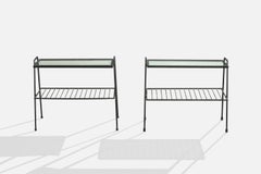 Brazilian Designer, Side Tables, Iron, Glass, Brazil, 1950s
