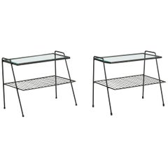 Brazilian Designer, Side Tables, Iron, Glass, Brazil, 1950s