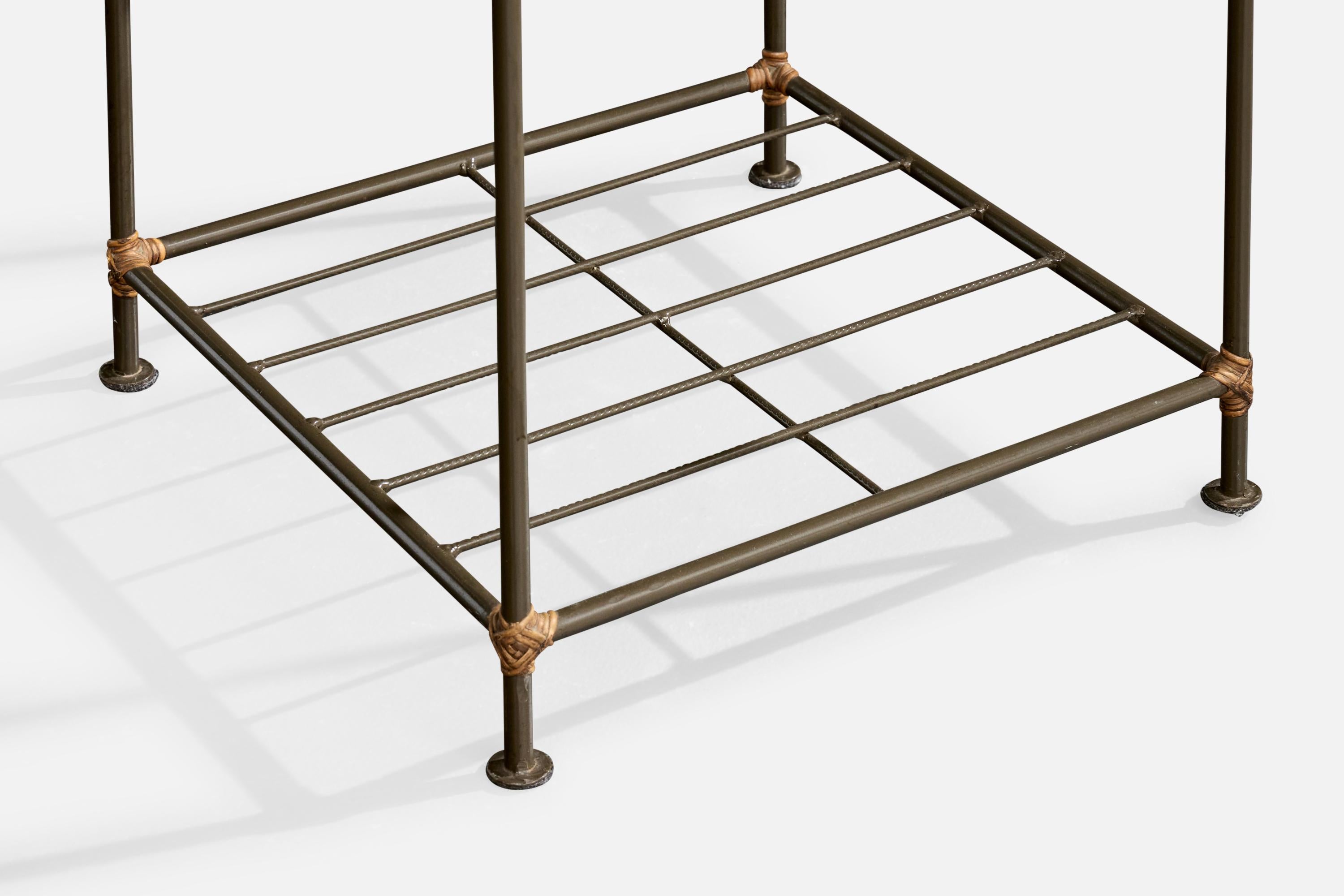 Brazilian Designer, Side Tables, Iron, Rattan, Brazil, 1950s 5