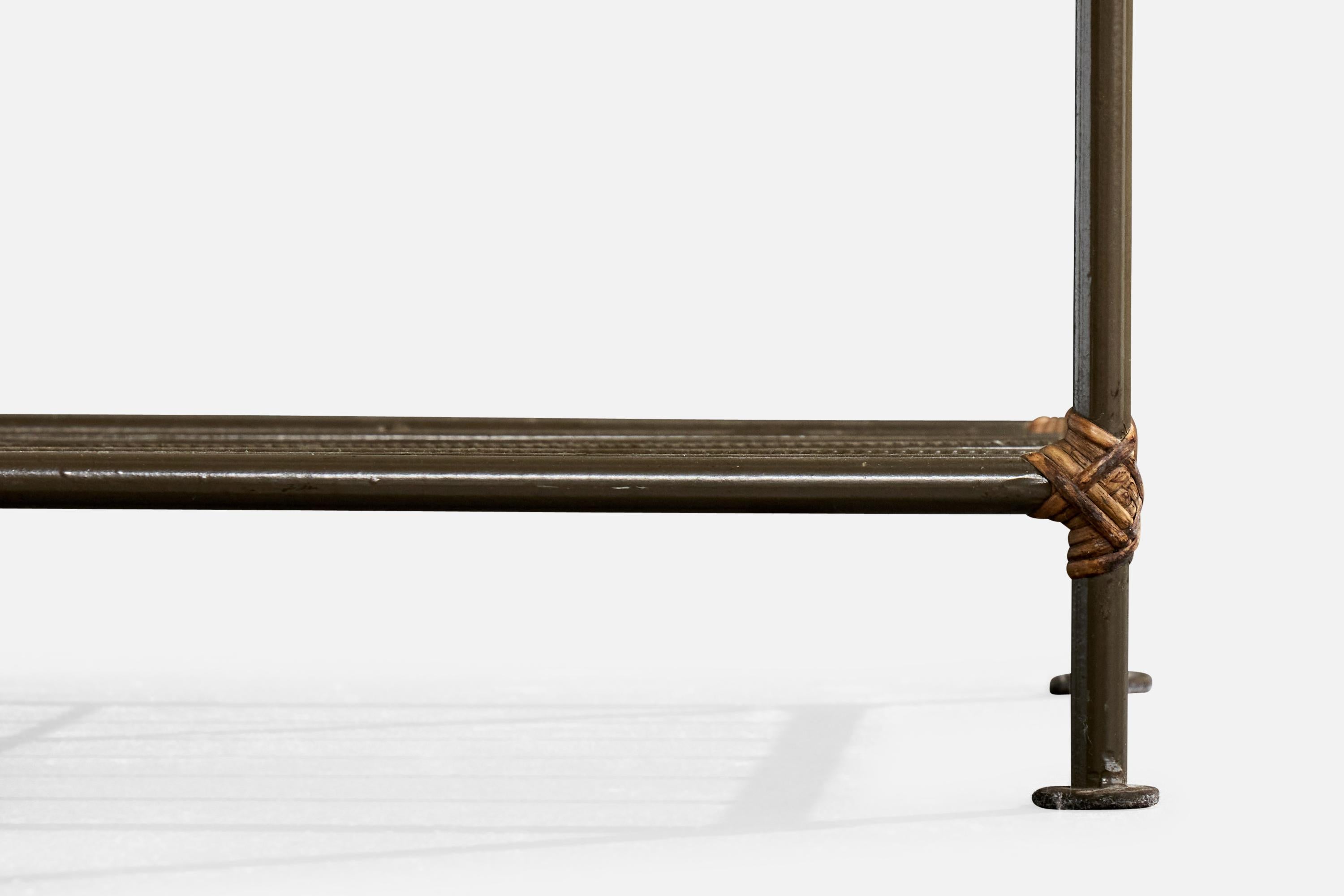 Brazilian Designer, Side Tables, Iron, Rattan, Brazil, 1950s 6