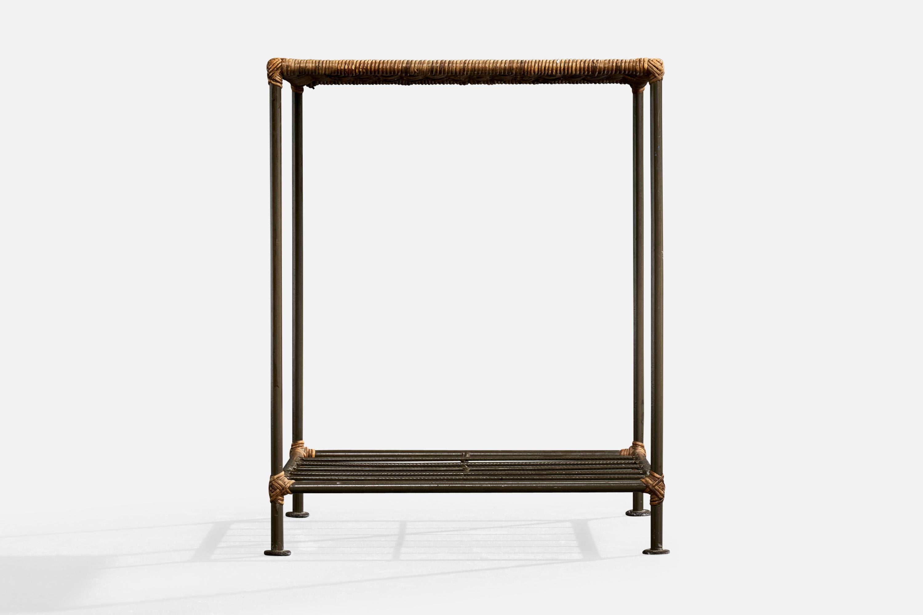 Brazilian Designer, Side Tables, Iron, Rattan, Brazil, 1950s 1