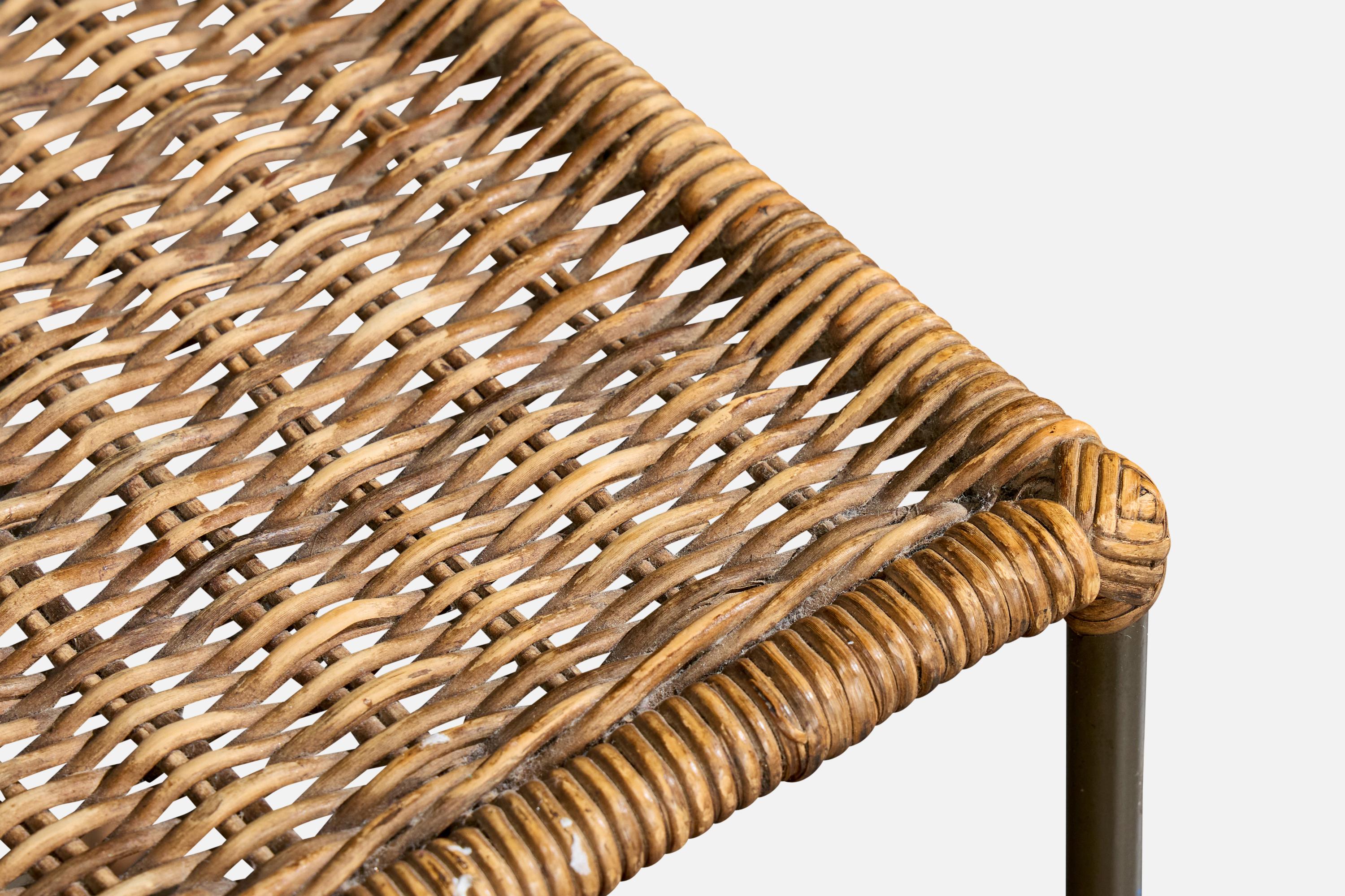 Brazilian Designer, Side Tables, Iron, Rattan, Brazil, 1950s 3