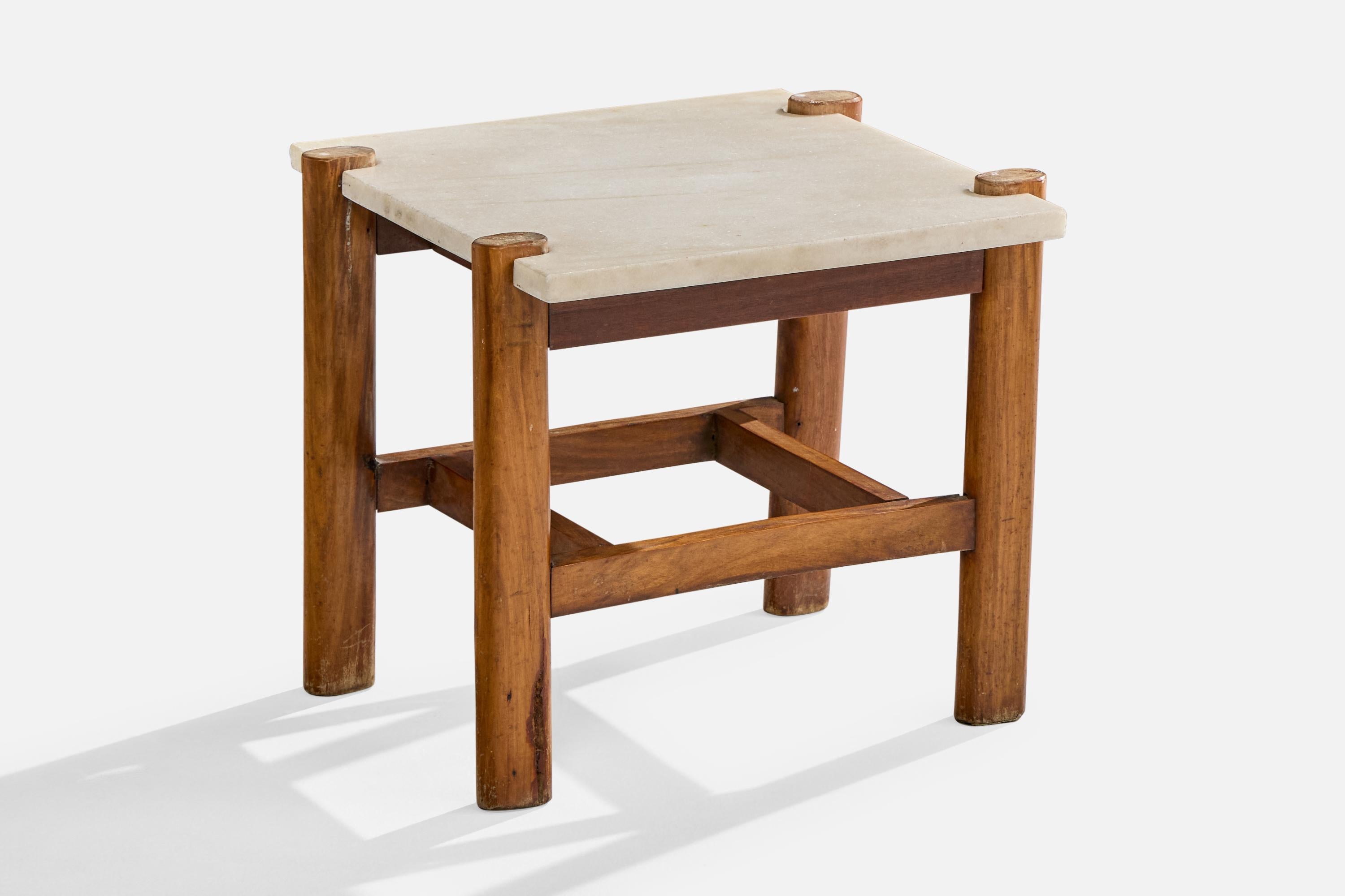 Brazilian Designer, Side Tables, Marble, Wood, Brazil, 1960s In Good Condition In High Point, NC
