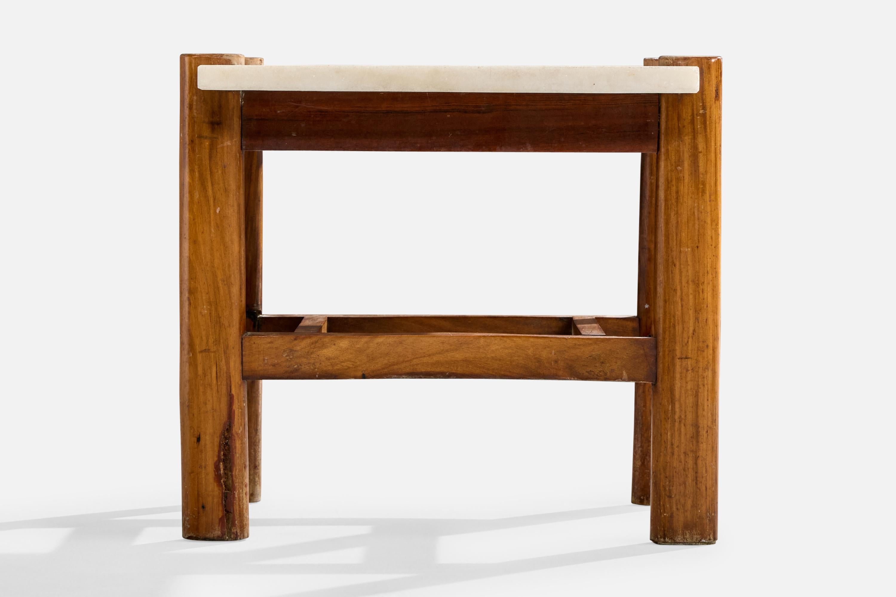 Brazilian Designer, Side Tables, Marble, Wood, Brazil, 1960s 1