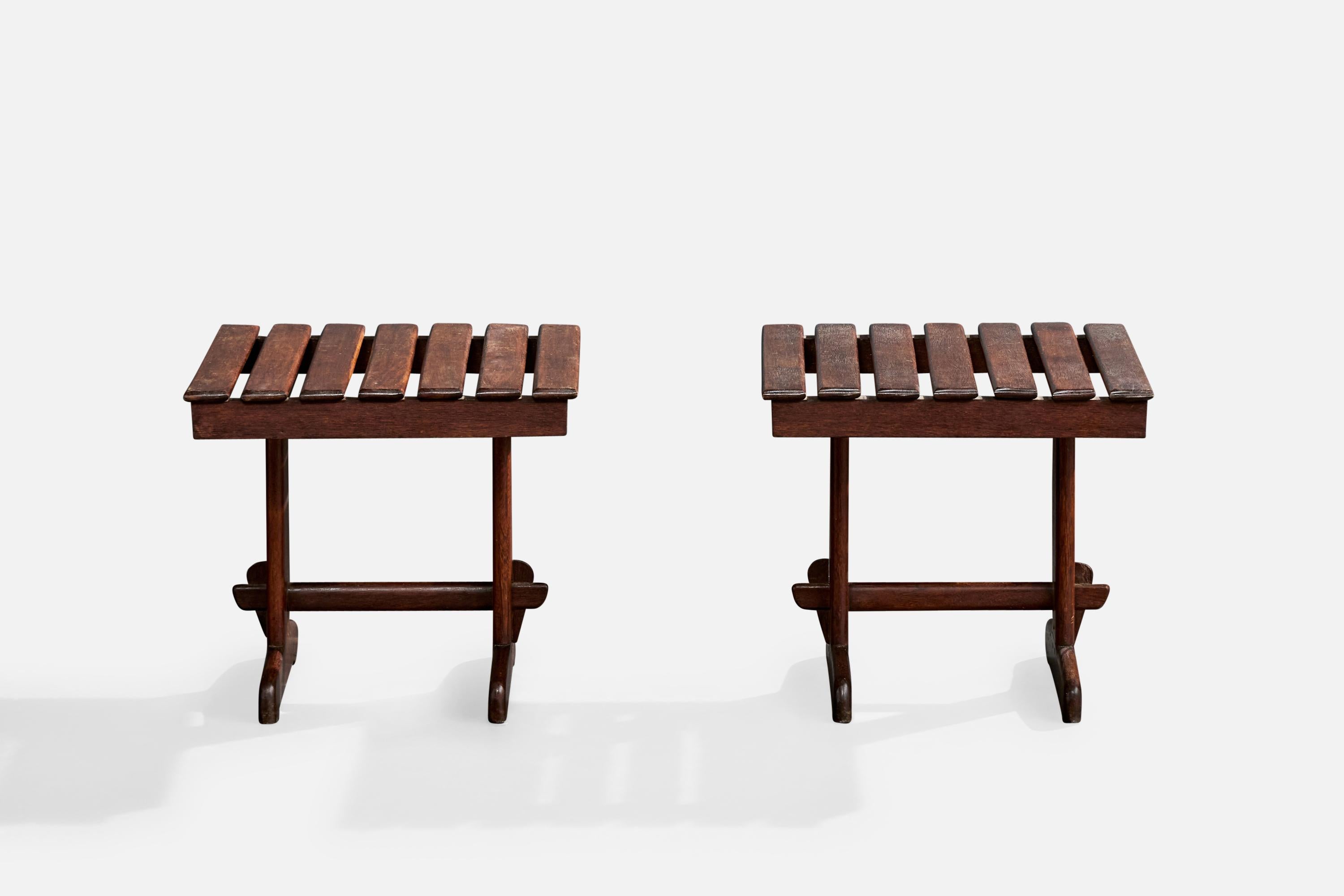 Mid-Century Modern Designer brésilien, tables d'appoint, Wood Wood, Brésil, années 1960 en vente