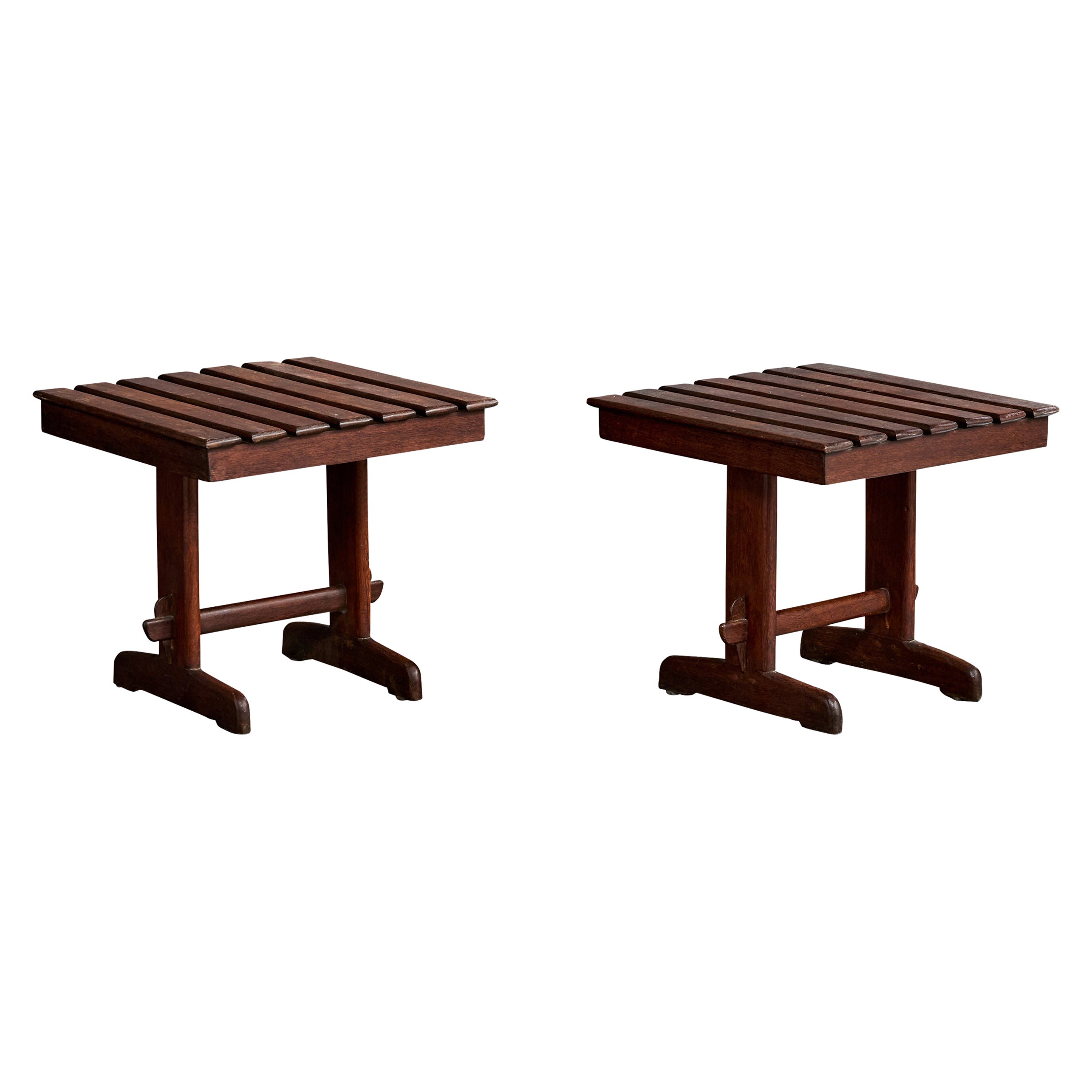 Designer brésilien, tables d'appoint, Wood Wood, Brésil, années 1960