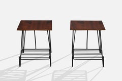Brazilian Designer, Side Tables, Wood, Iron, Brazil, 1950s