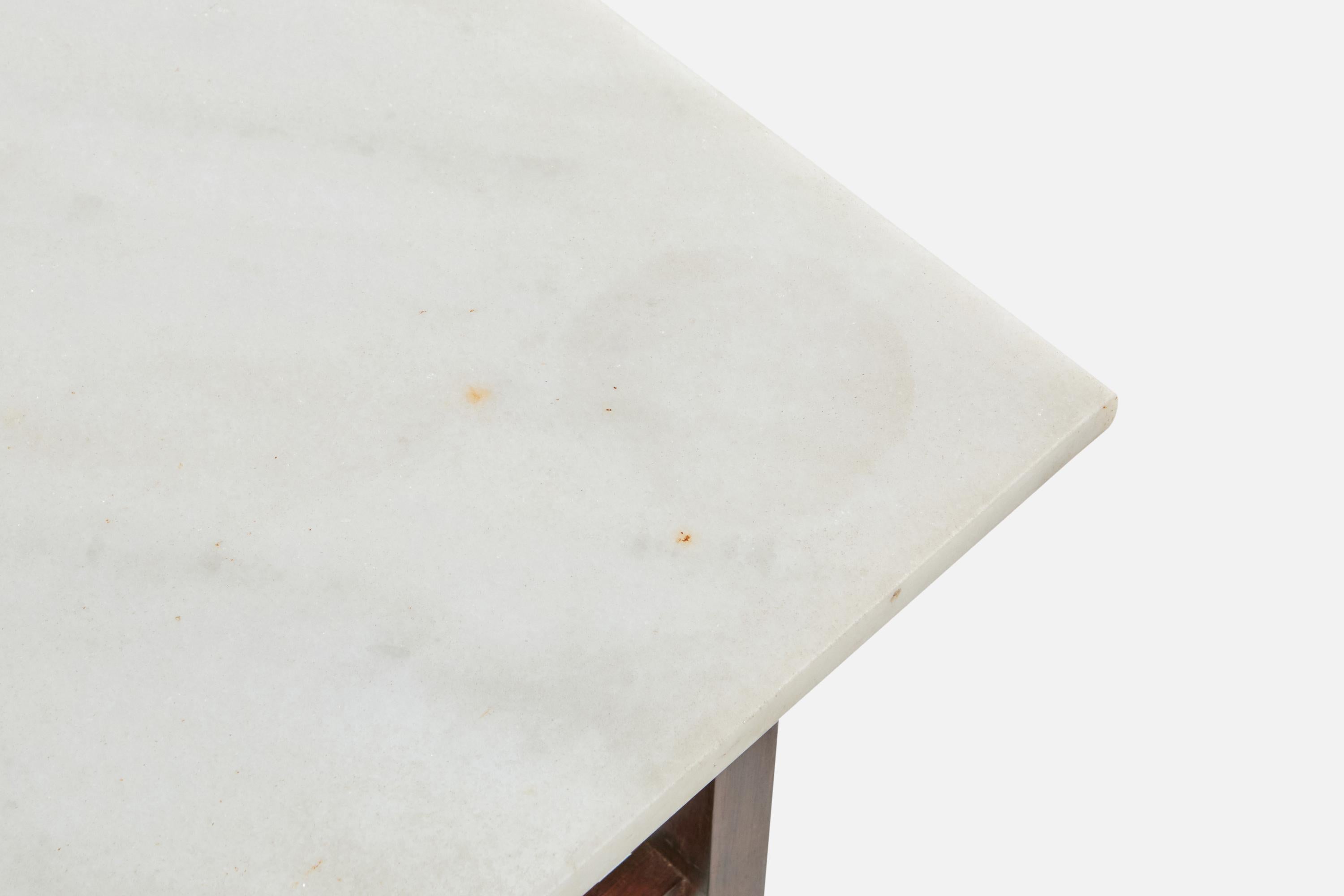 Designer brésilien, tables d'appoint, bois, marbre, Brésil, années 1960 en vente 3
