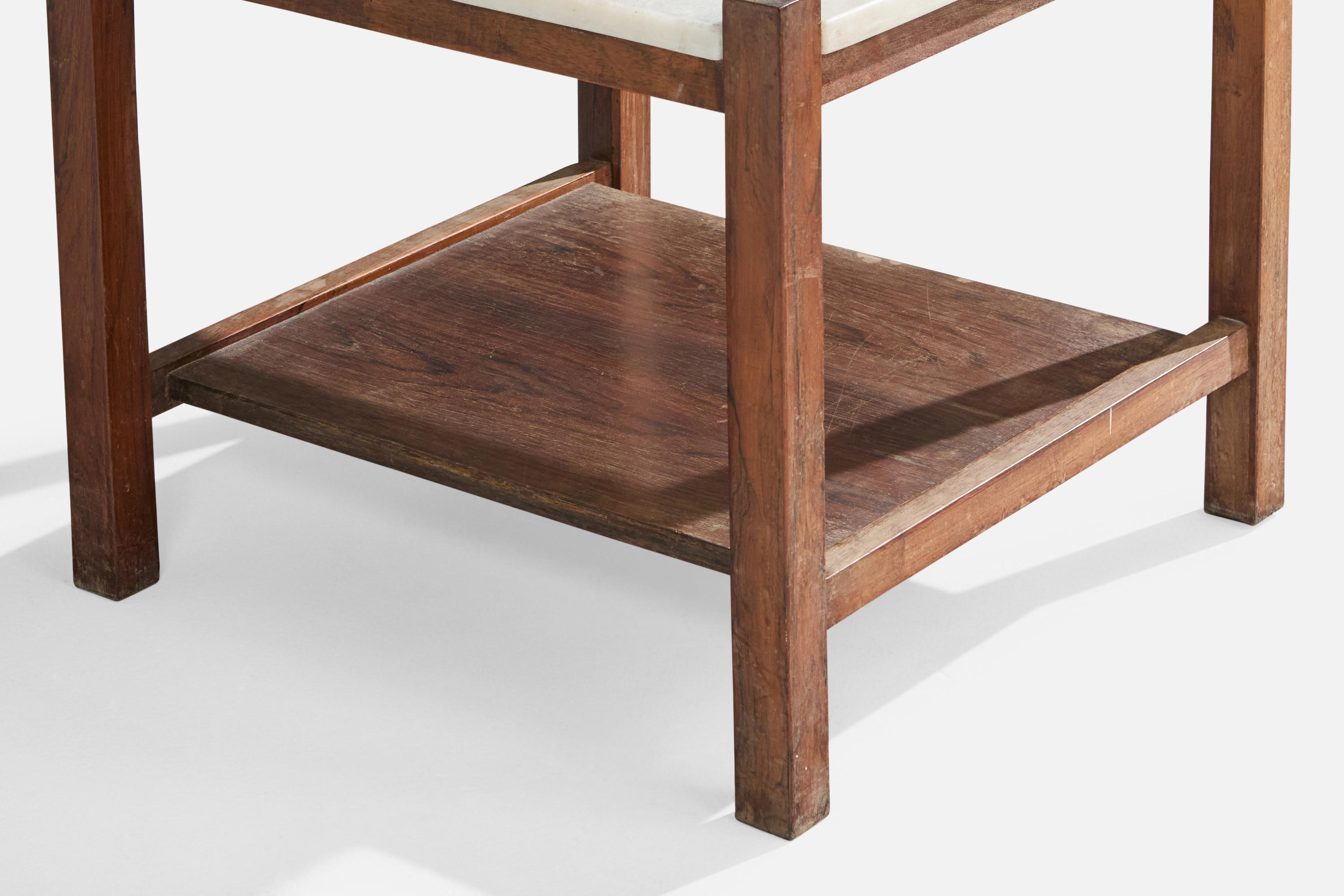 Designer brasiliano, Tavolini, Wood, Marmo, Brasile, anni '60 in vendita 4