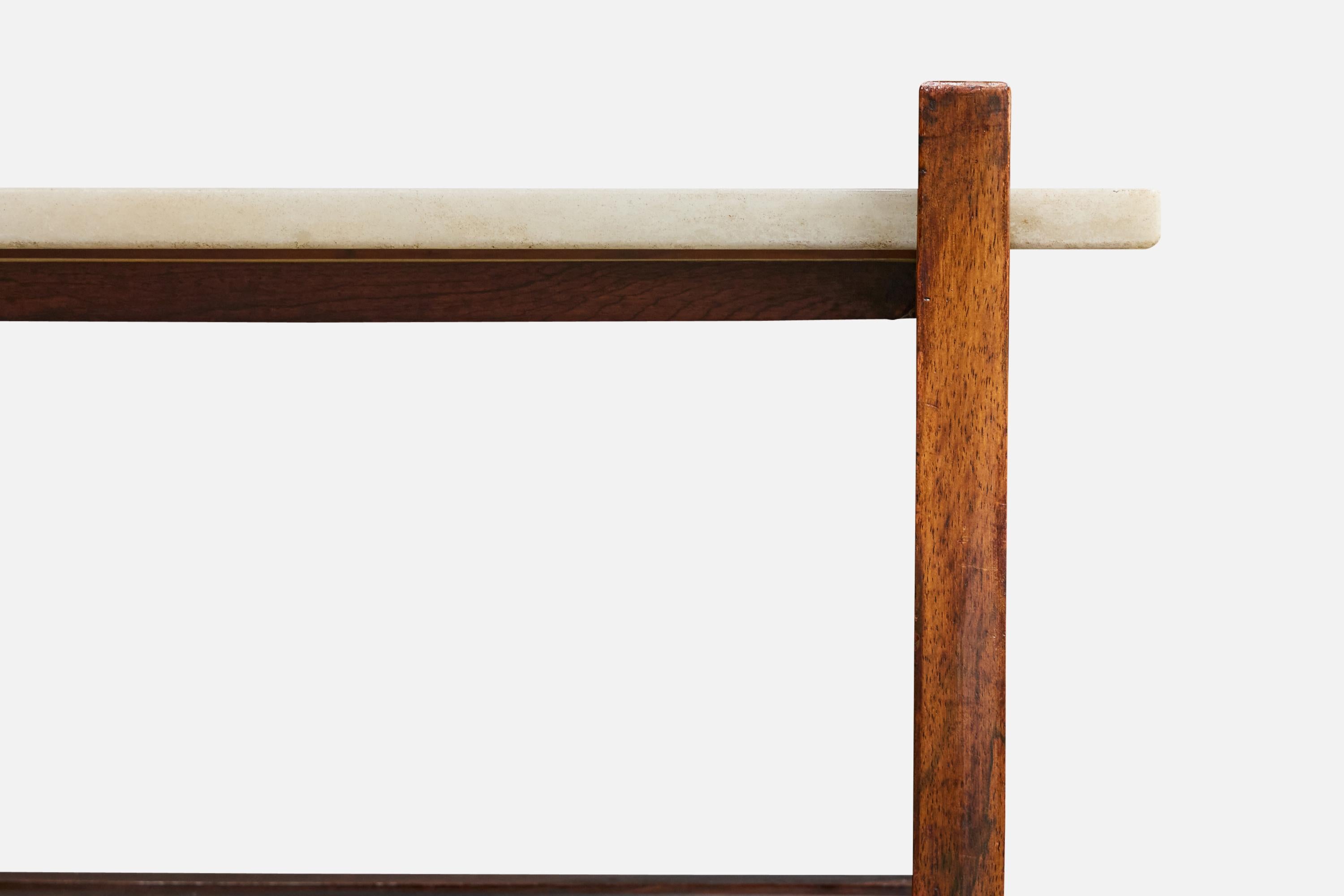 Designer brésilien, tables d'appoint, bois, marbre, Brésil, années 1960 en vente 3