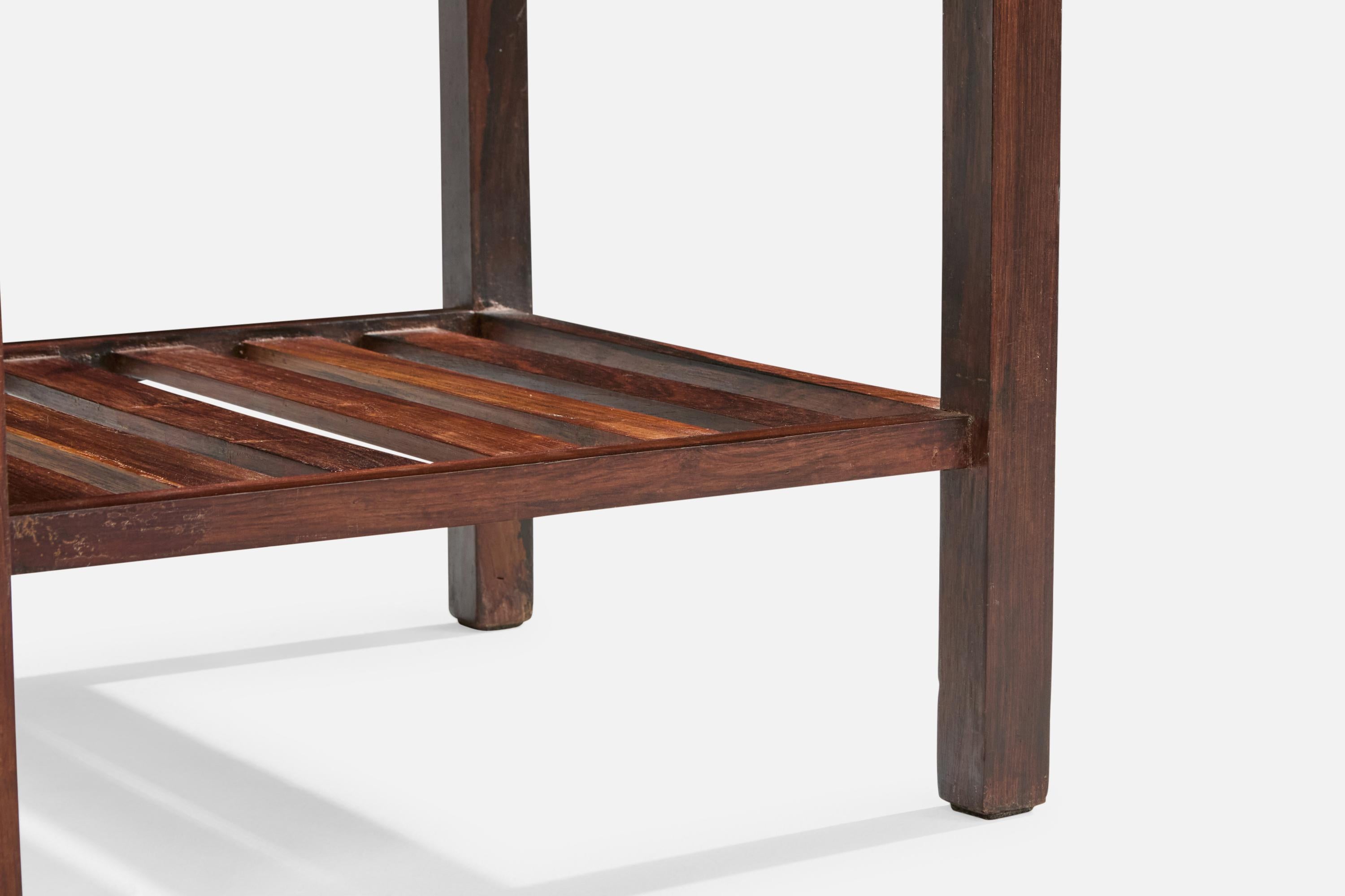 Designer brésilien, tables d'appoint, bois, marbre, Brésil, années 1960 en vente 4