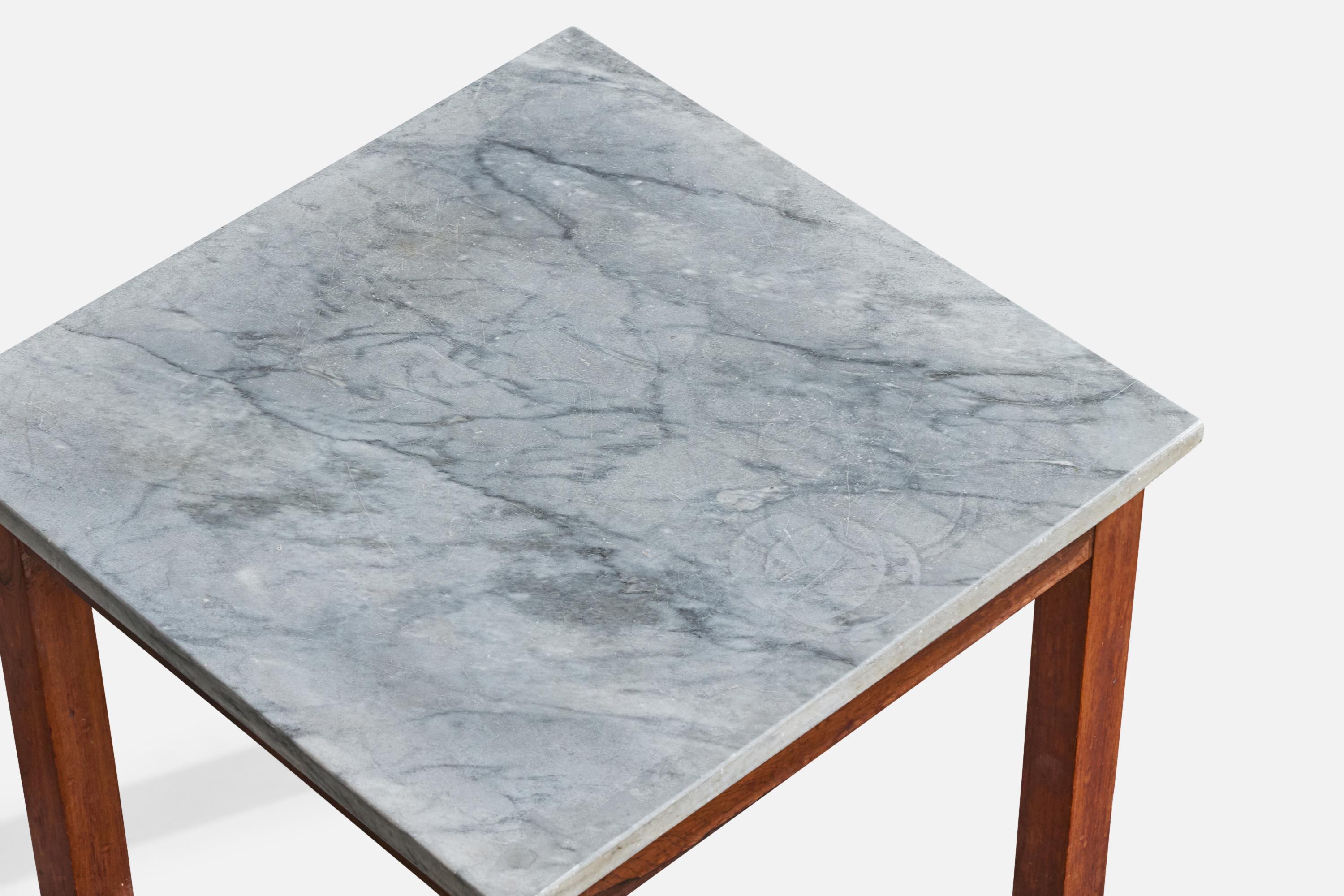 Brazilian Designer, Side Tables, Wood, Marble, Brazil, 1960s For Sale 6