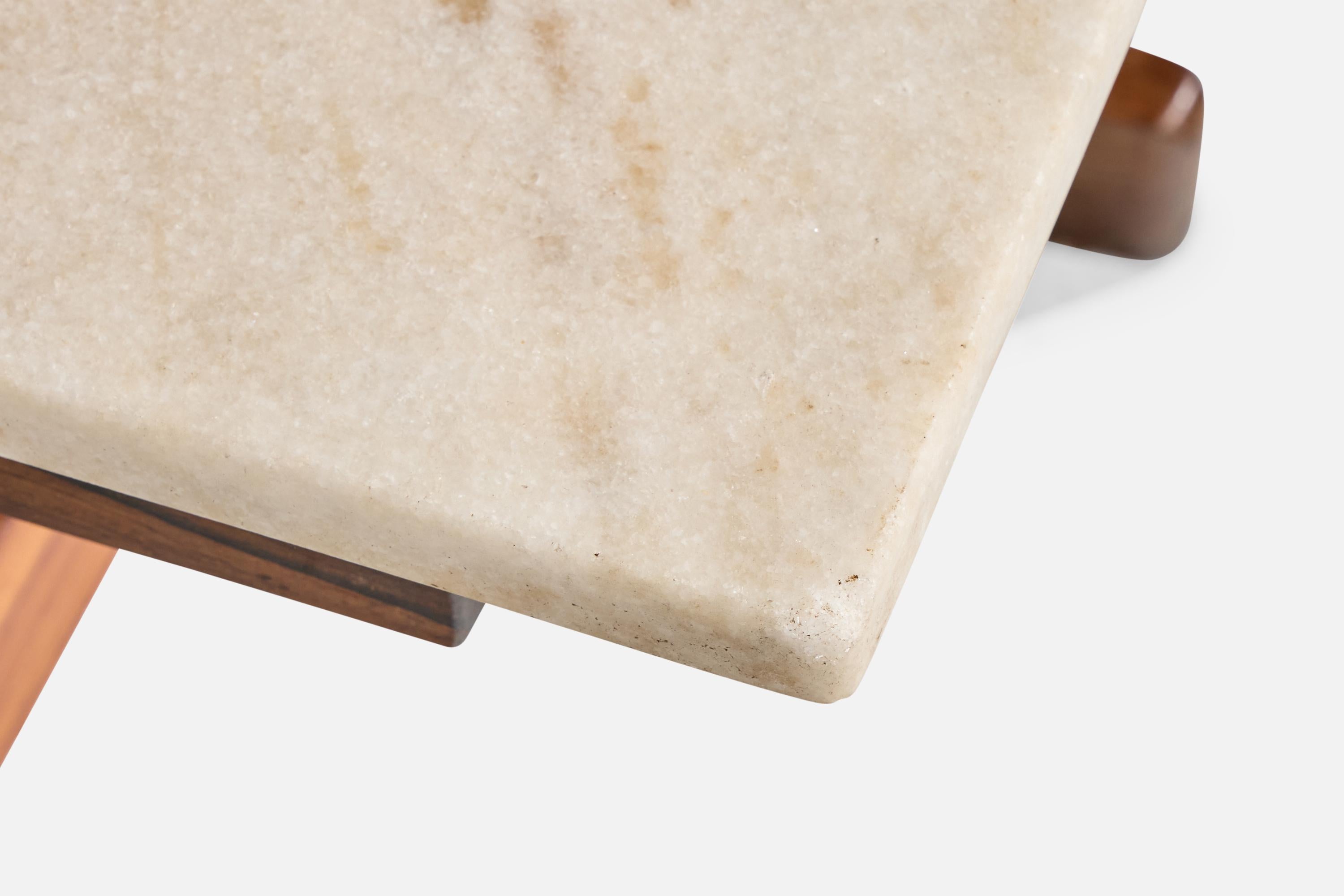 Brazilian Designer, Side Tables, Wood, Marble, Brazil, 1960s en vente 5