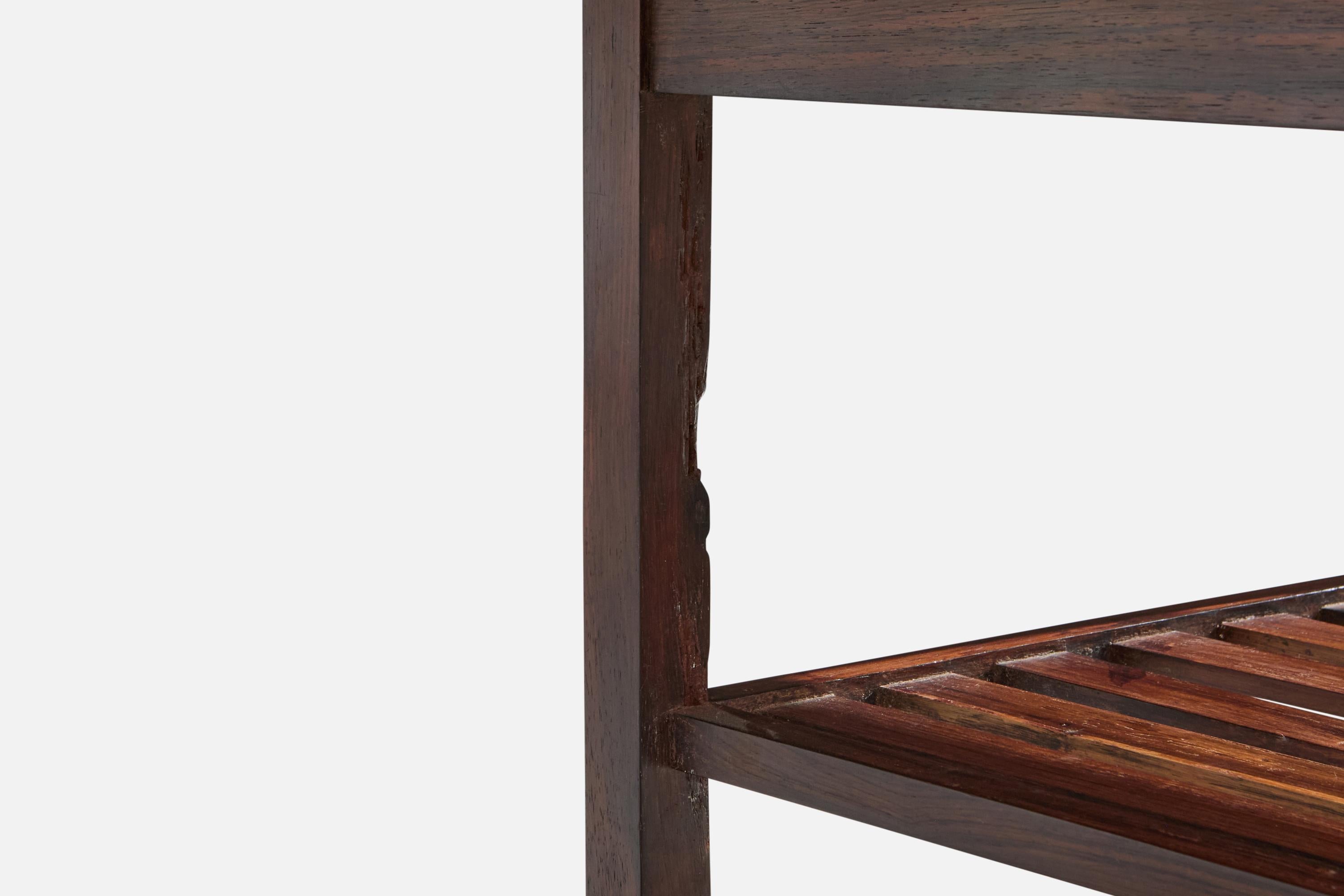 Designer brésilien, tables d'appoint, bois, marbre, Brésil, années 1960 en vente 5