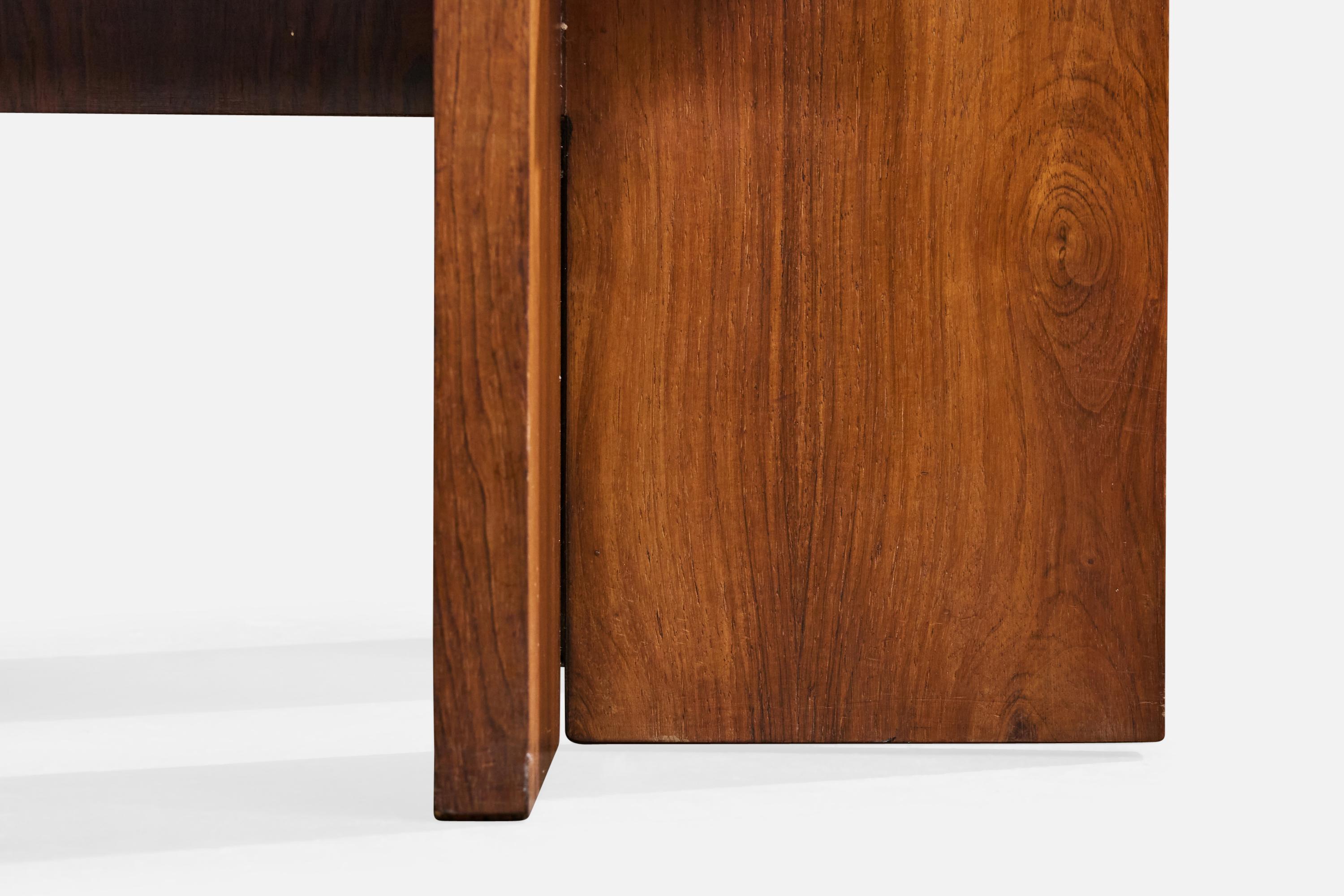 Brazilian Designer, Side Tables, Wood, Marble, Brazil, 1960s For Sale 7