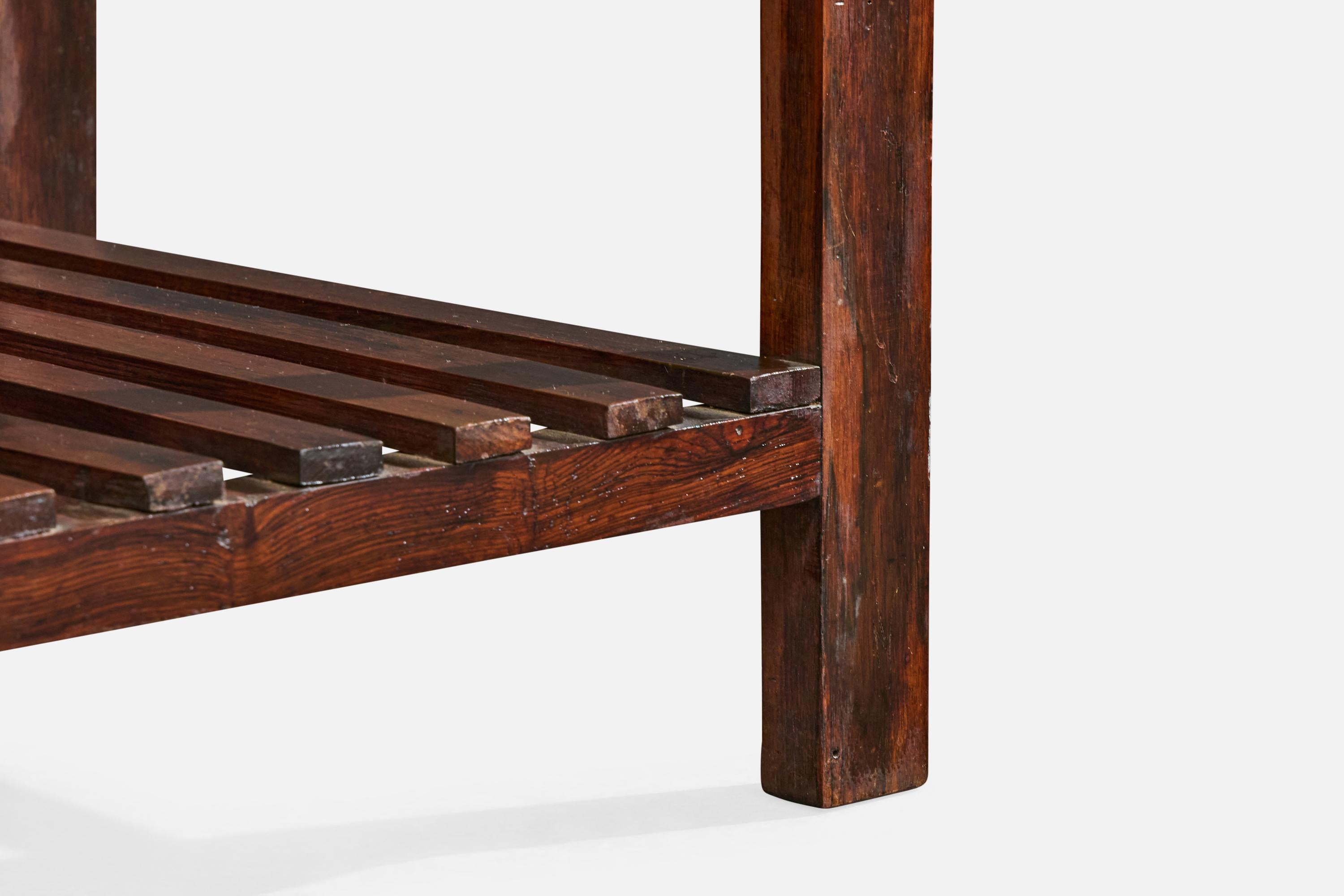 Designer brésilien, tables d'appoint, bois, marbre, Brésil, années 1960 en vente 5