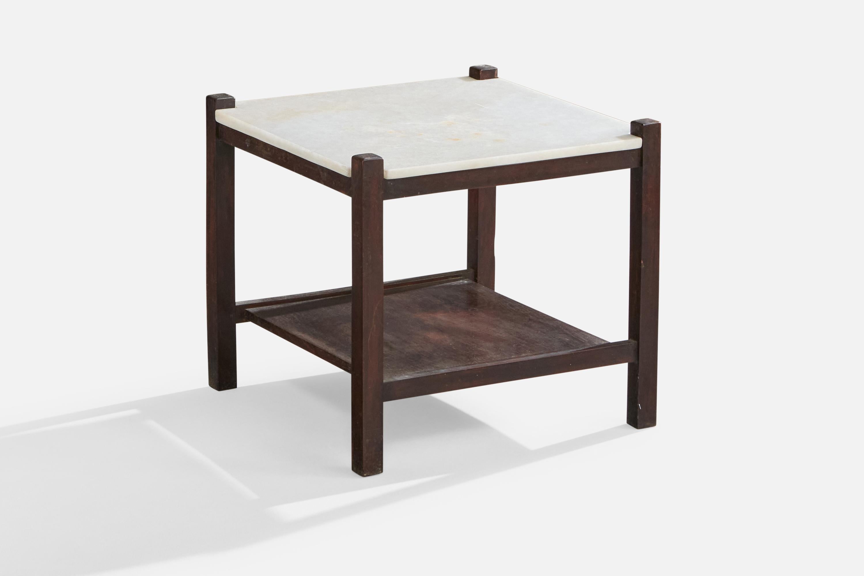 Brasiliano Designer brasiliano, Tavolini, Wood, Marmo, Brasile, anni '60 in vendita