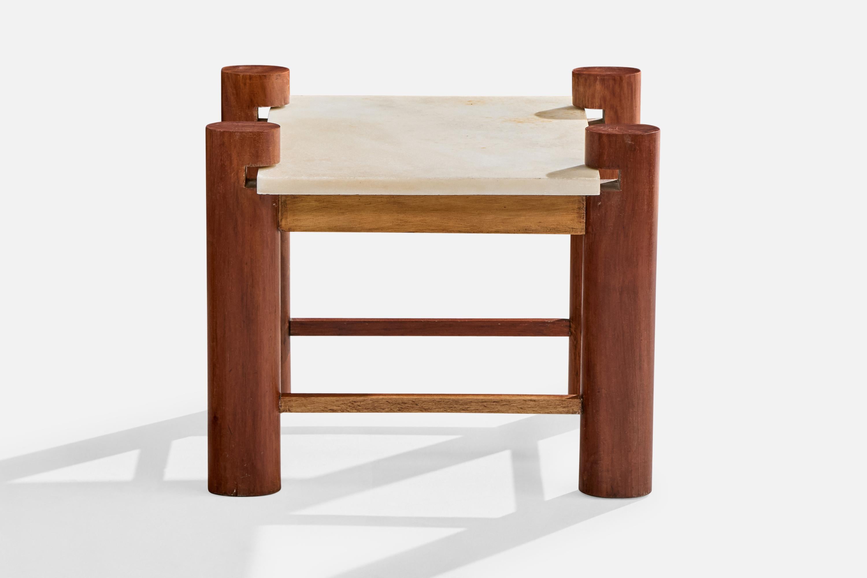 Brazilian Designer, Side Tables, Wood, Marble, Brazil, 1960s im Zustand „Gut“ im Angebot in High Point, NC