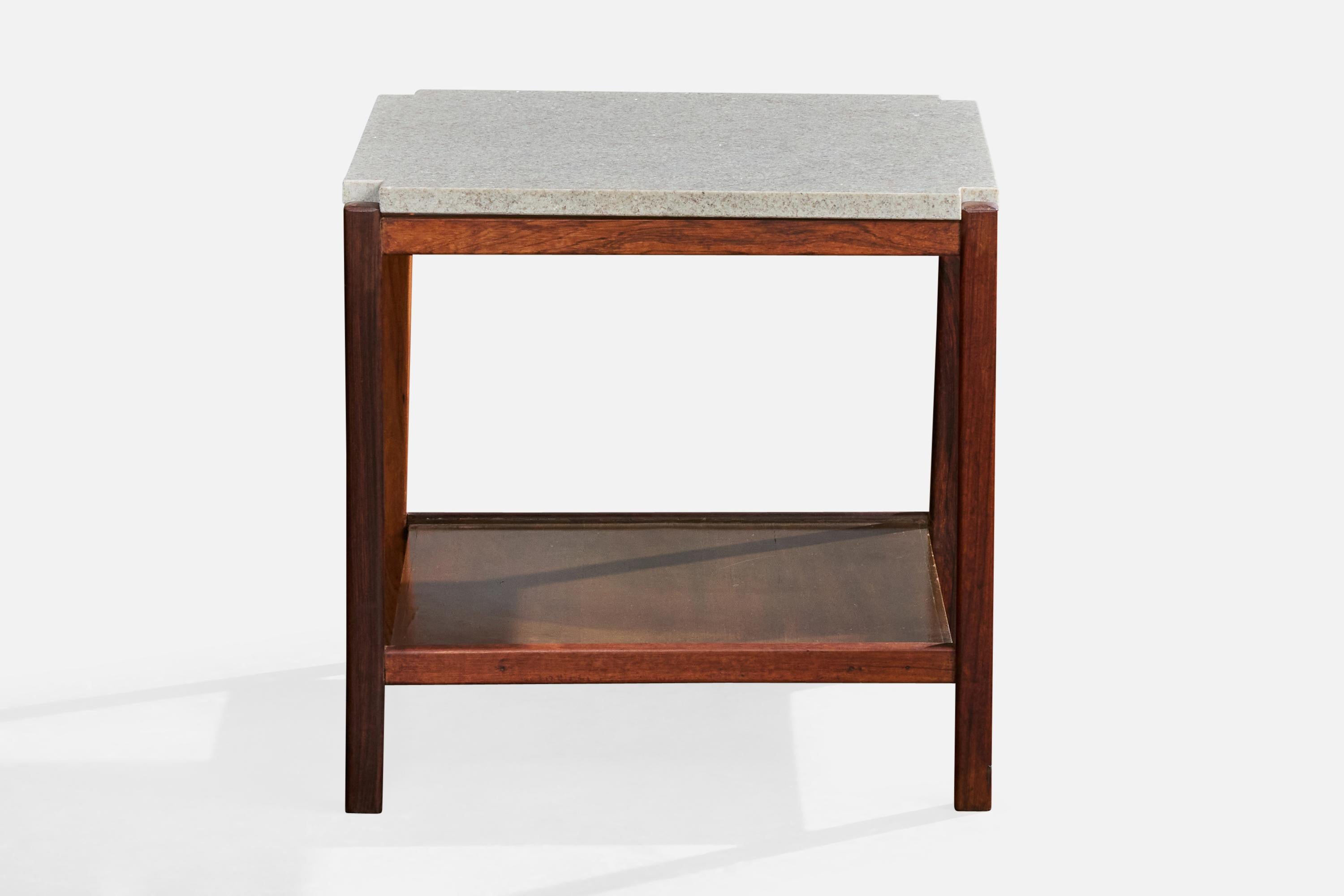 Designer brésilien, tables d'appoint, bois, marbre, Brésil, années 1960 Bon état - En vente à High Point, NC