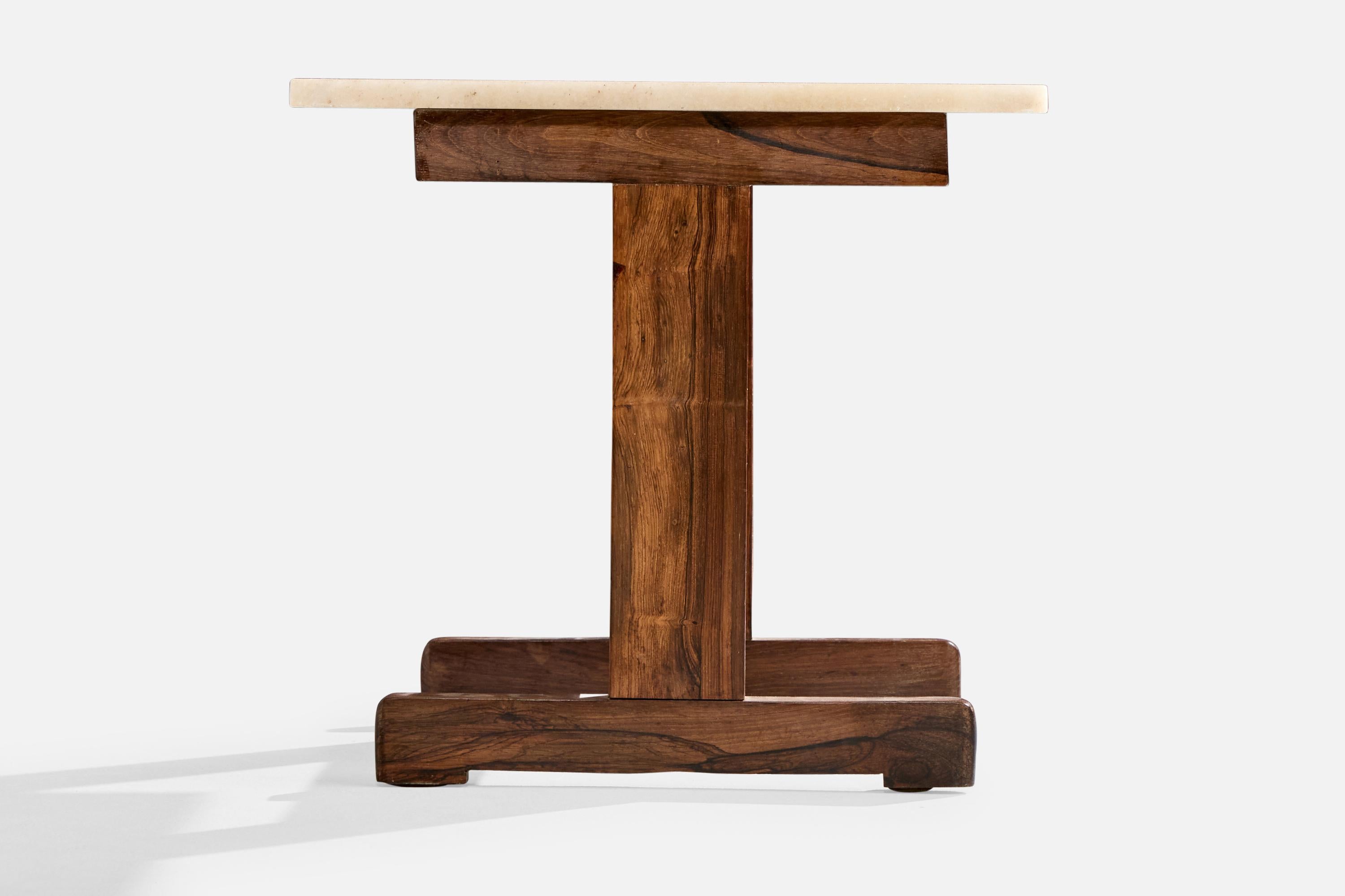 Milieu du XXe siècle Brazilian Designer, Side Tables, Wood, Marble, Brazil, 1960s en vente