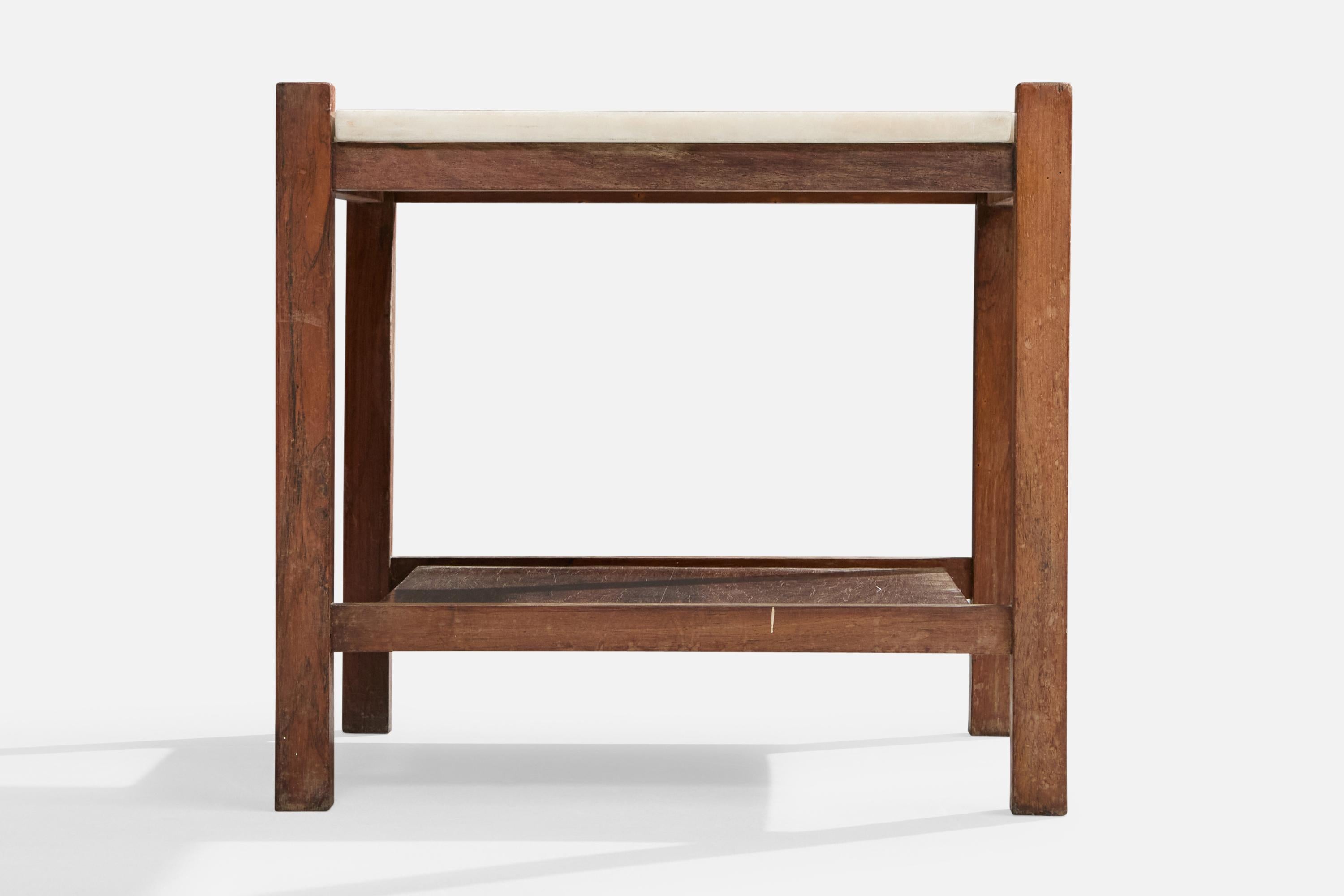 Metà XX secolo Designer brasiliano, Tavolini, Wood, Marmo, Brasile, anni '60 in vendita
