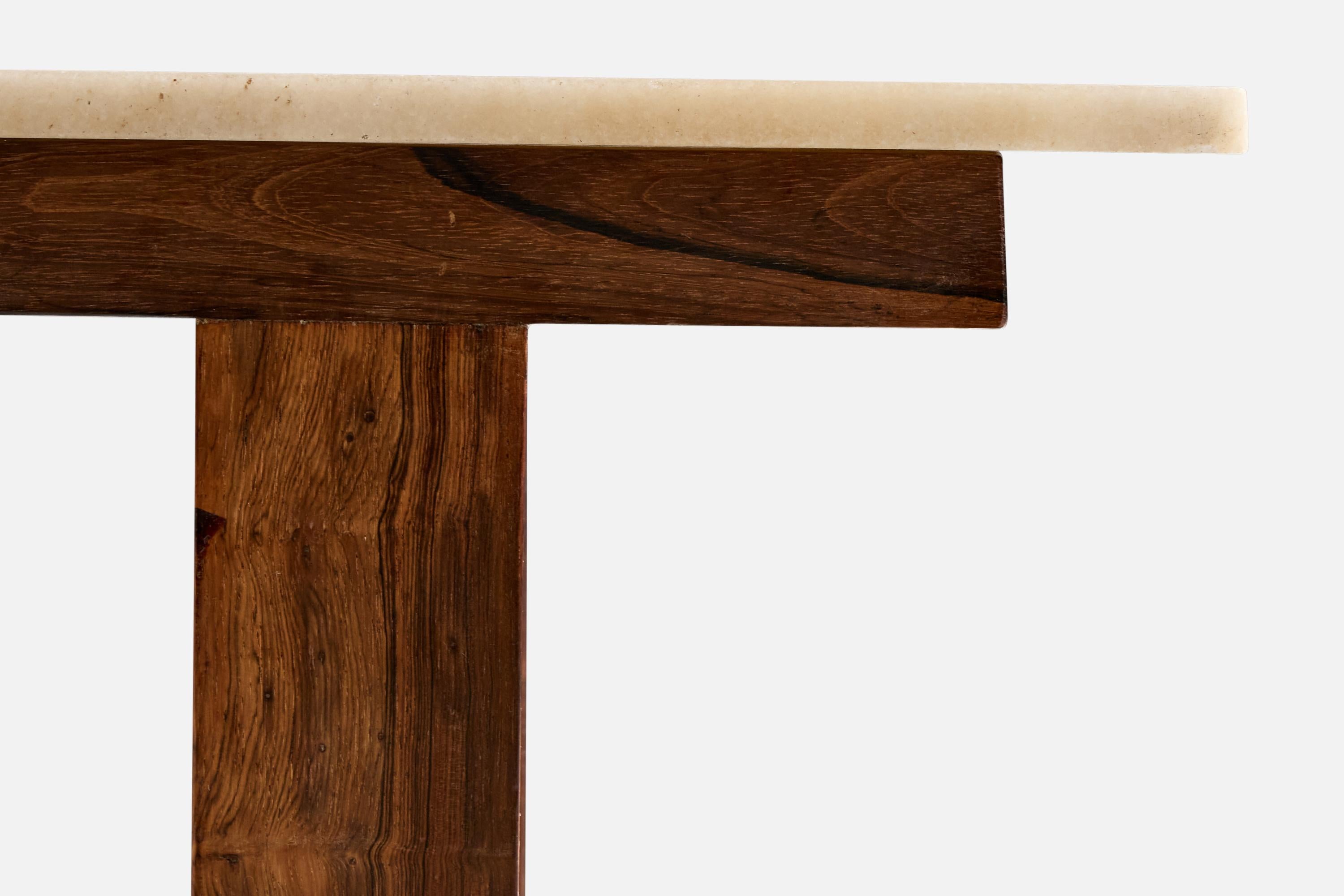 Marbre Brazilian Designer, Side Tables, Wood, Marble, Brazil, 1960s en vente
