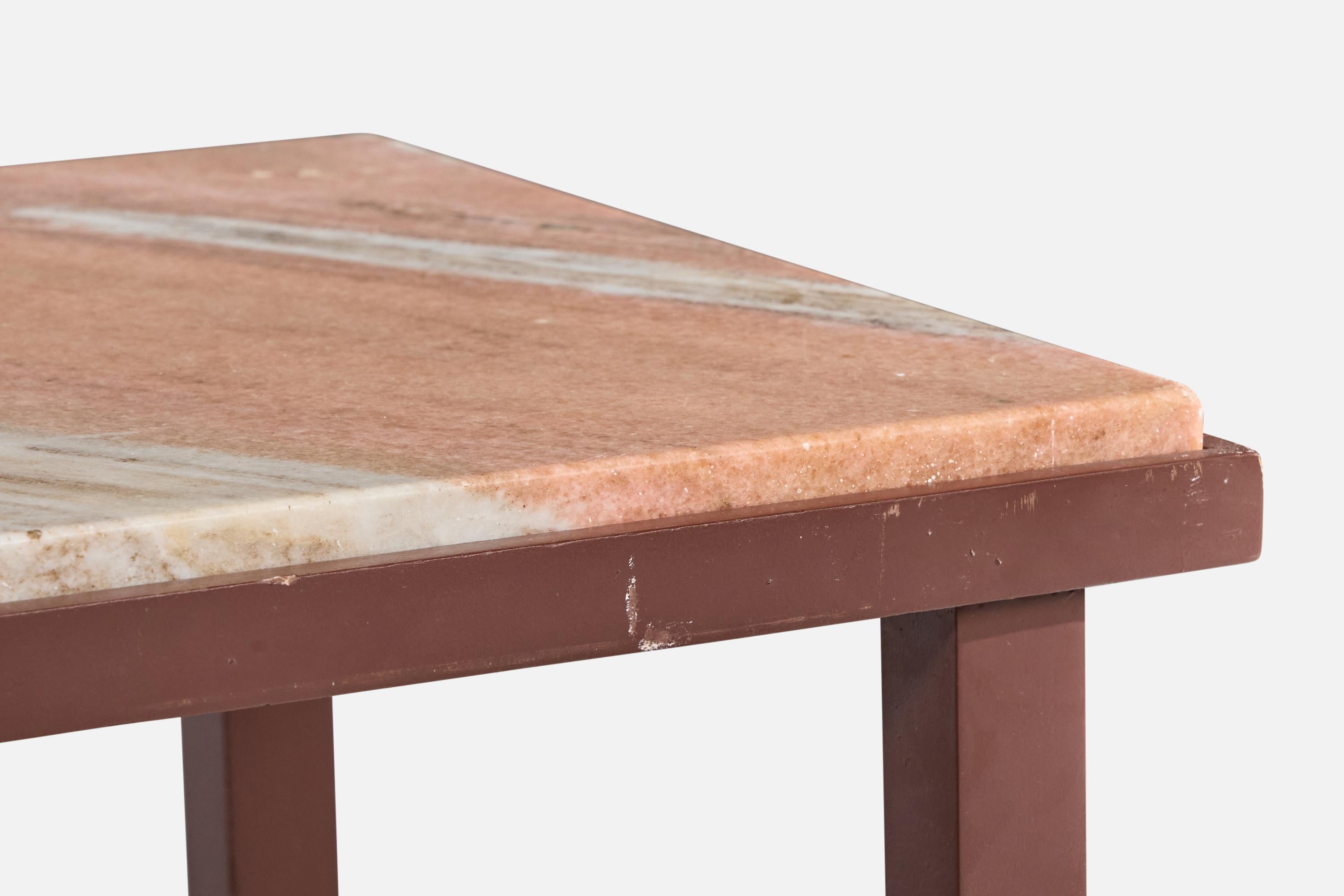 Brazilian Designer, Side Tables, Wood, Marble, Brazil, 1960s For Sale 2