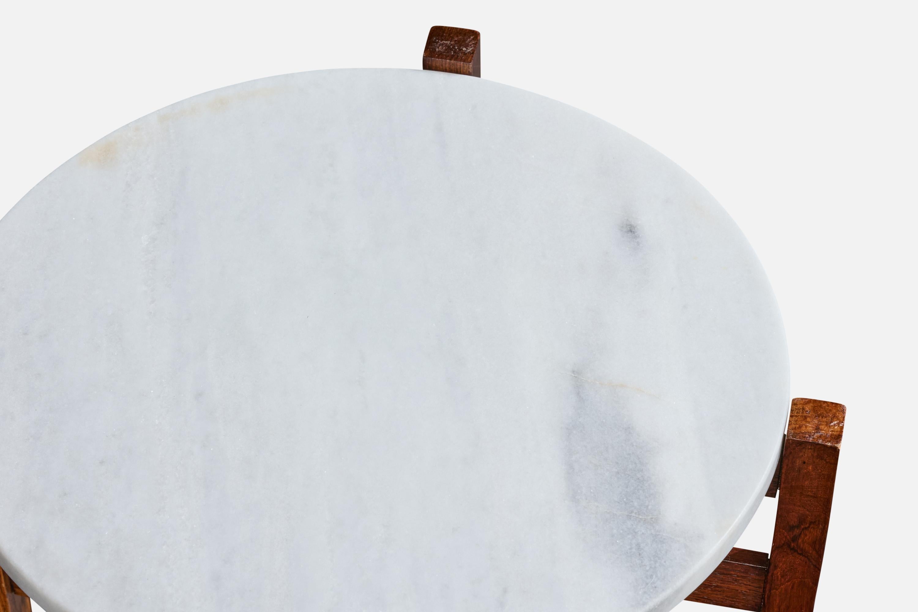 Brazilian Designer, Side Tables, Wood, Marble, Brazil, 1960s For Sale 3