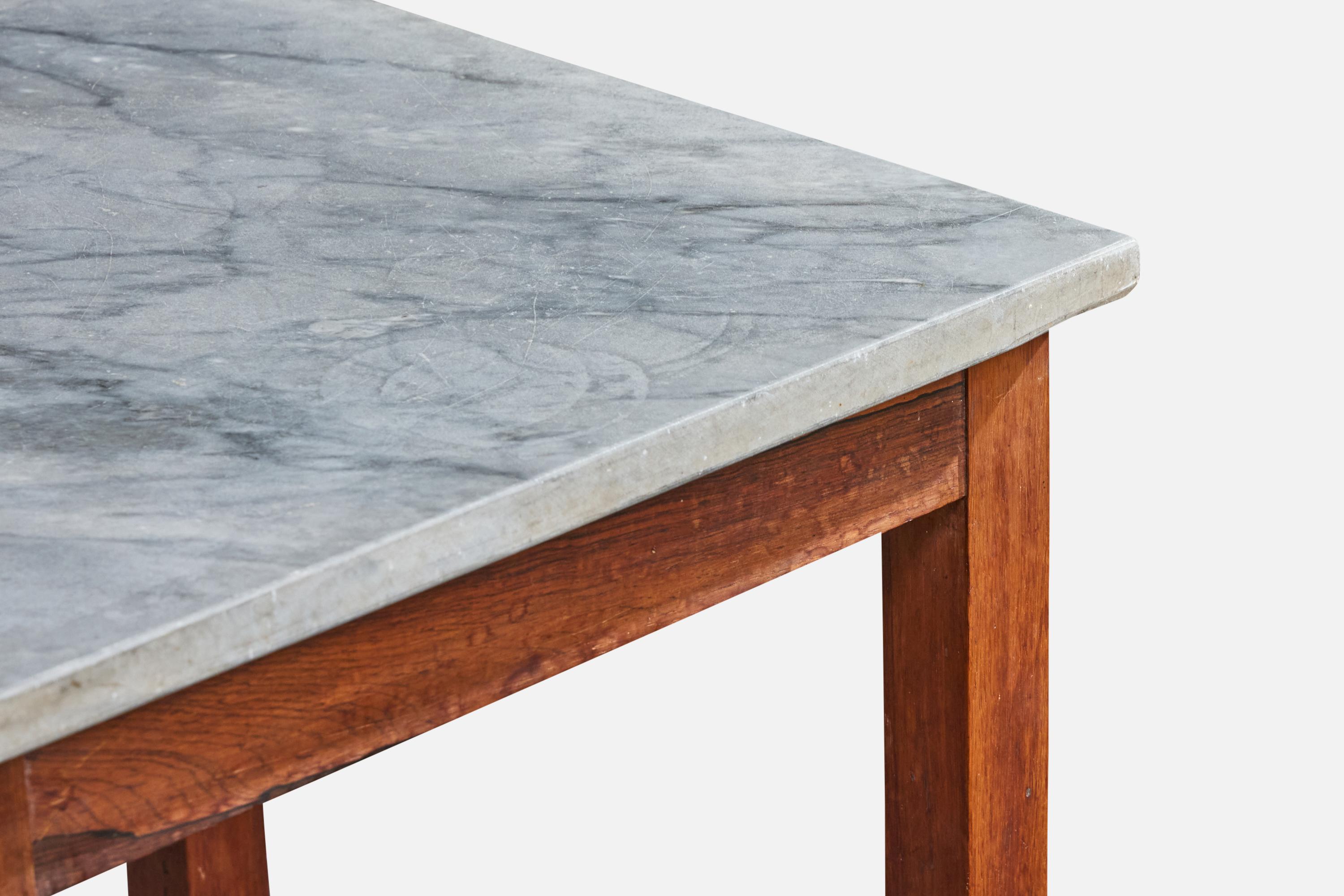 Brazilian Designer, Side Tables, Wood, Marble, Brazil, 1960s For Sale 4