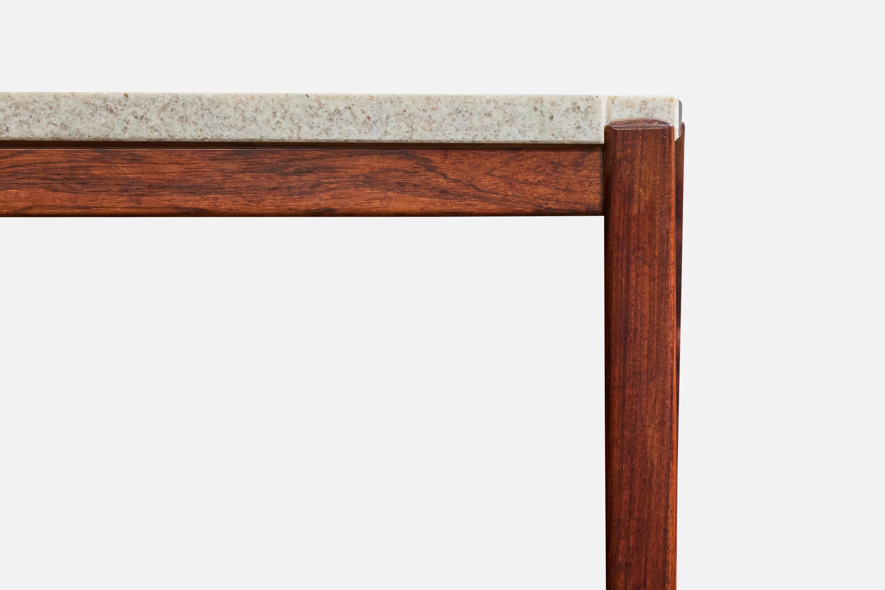 Designer brésilien, tables d'appoint, bois, marbre, Brésil, années 1960 en vente 2