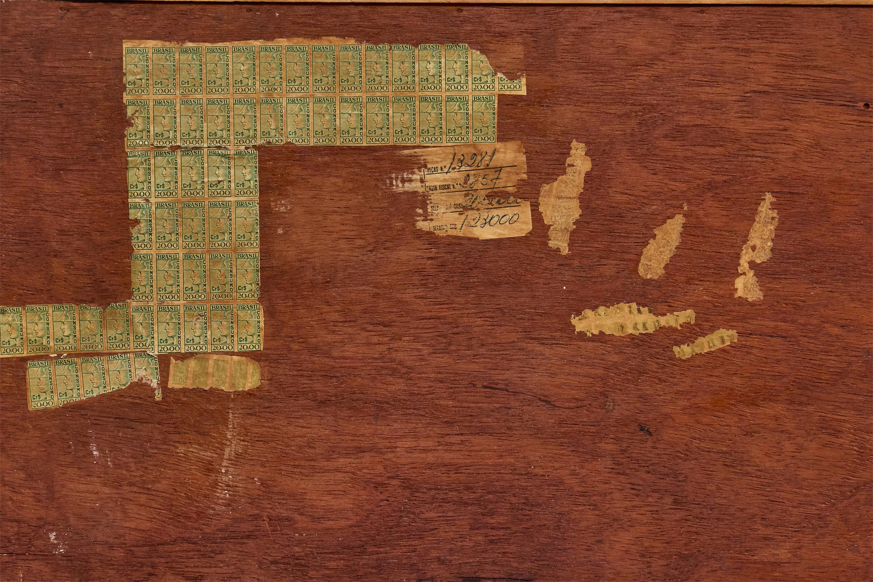 Credenza brasiliana di design, Wood, canna, ottone, Brasile, anni '50 in vendita 4