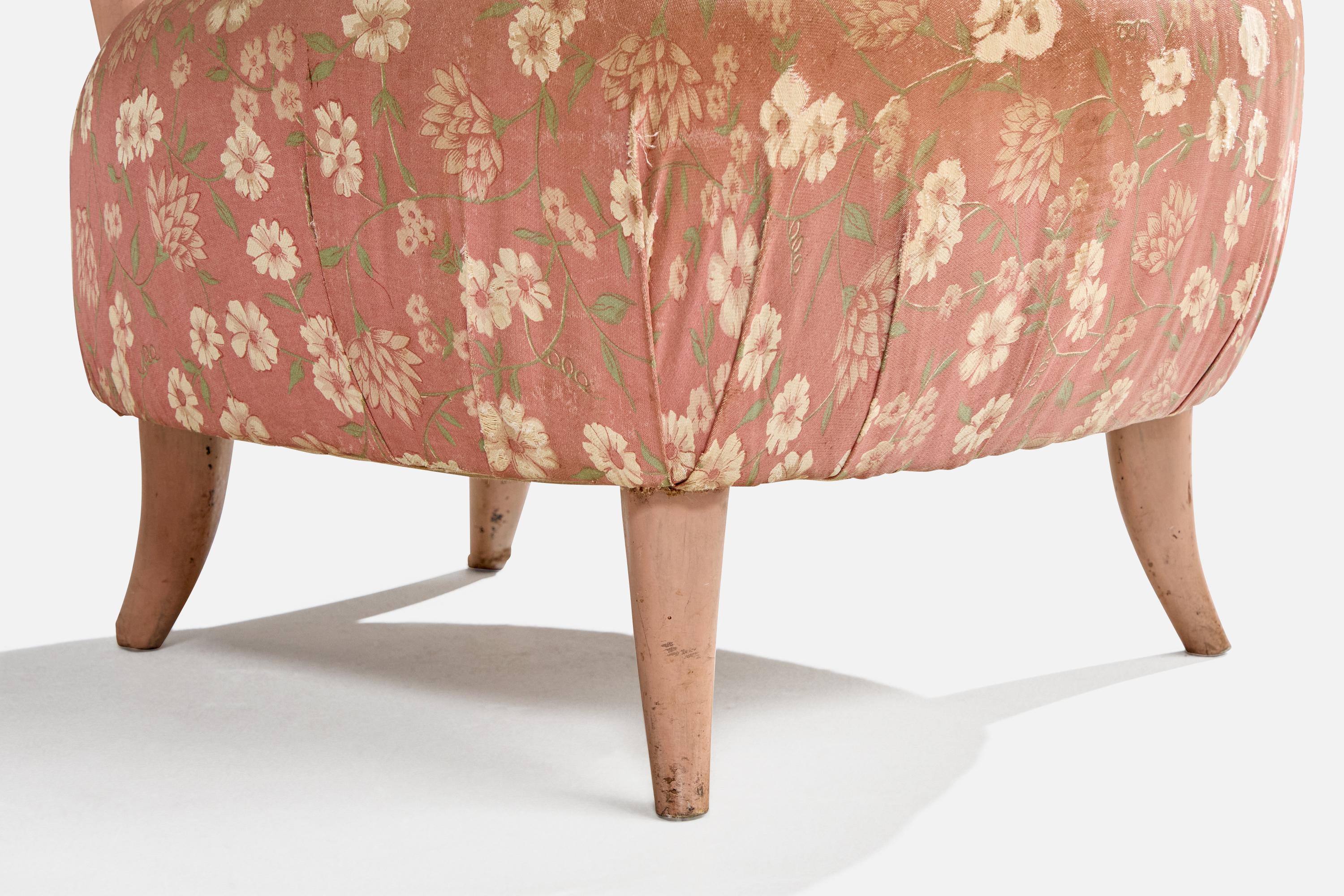Brazilian Designer, Slipper Chair, Wood, Fabric, Brazil, 1950s 6