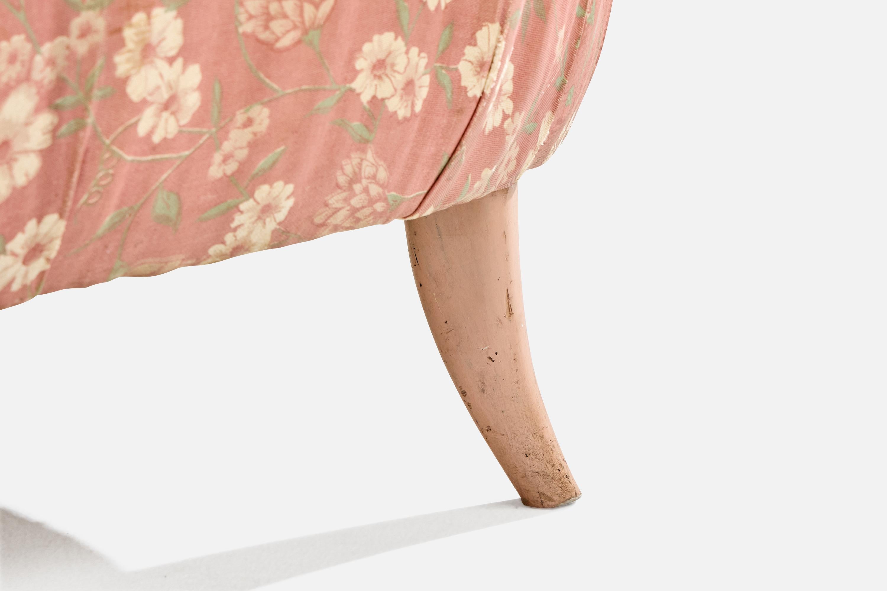 Brazilian Designer, Slipper Chair, Wood, Fabric, Brazil, 1950s 7