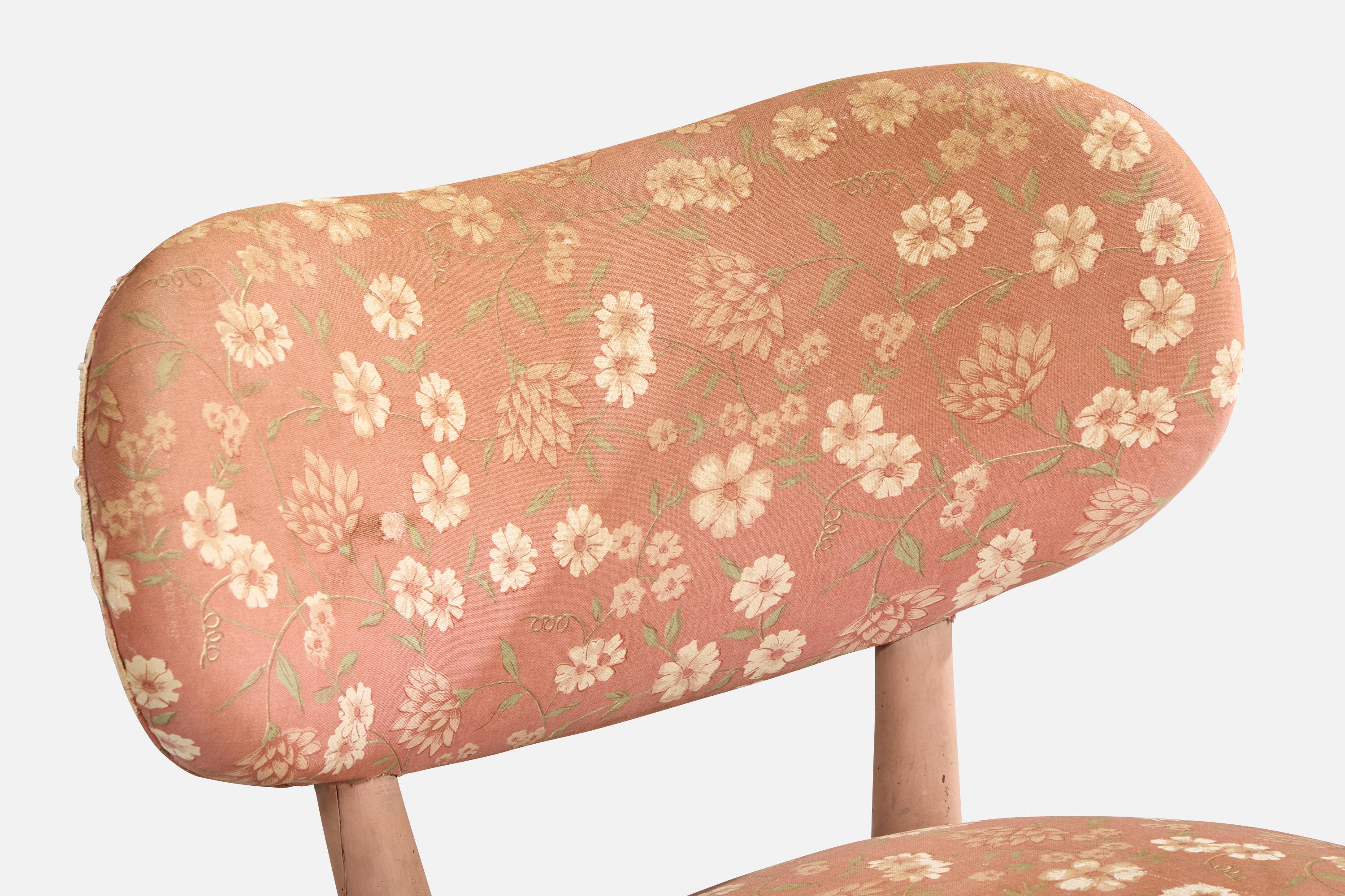 Brazilian Designer, Slipper Chair, Wood, Fabric, Brazil, 1950s 3