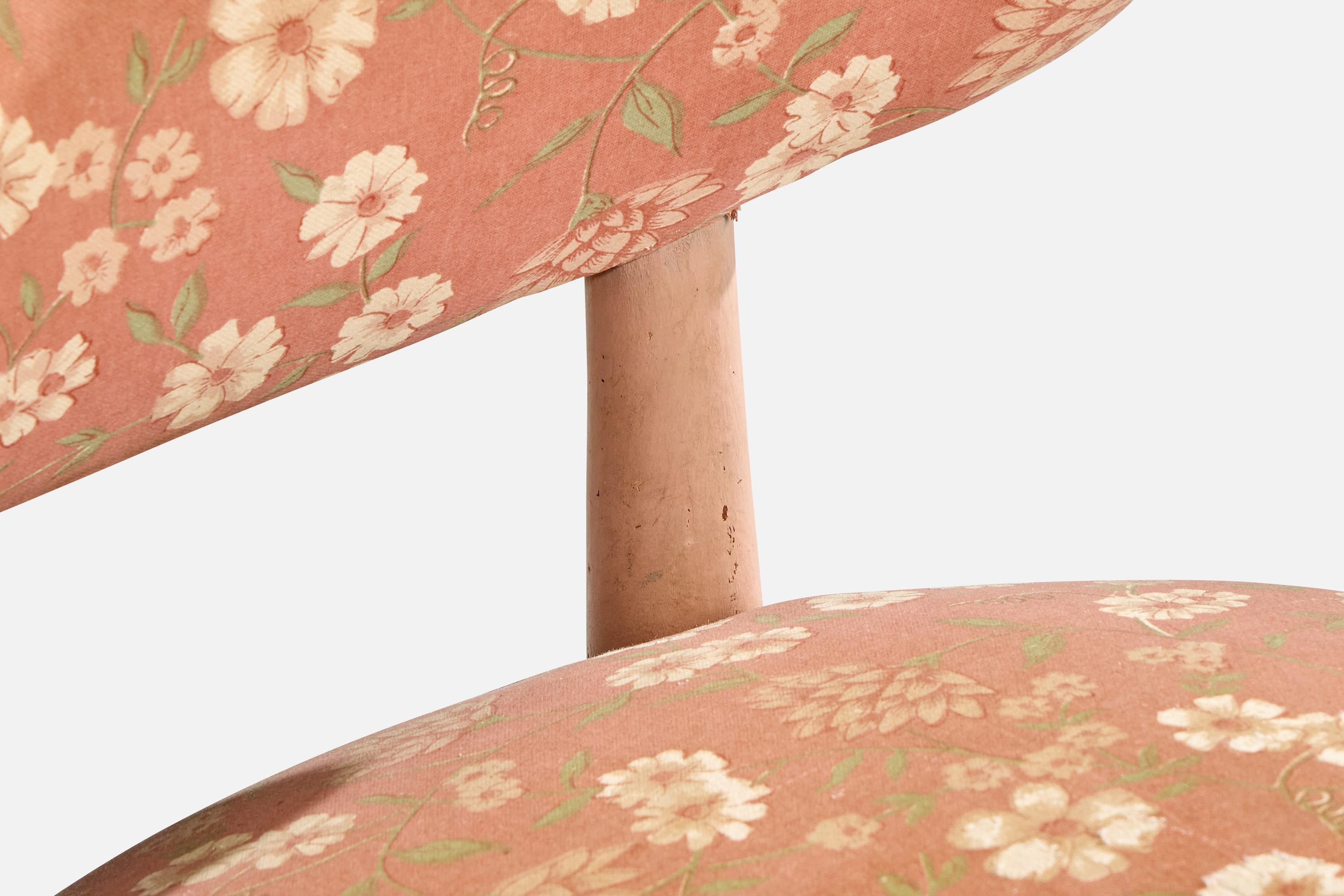 Brazilian Designer, Slipper Chair, Wood, Fabric, Brazil, 1950s 4