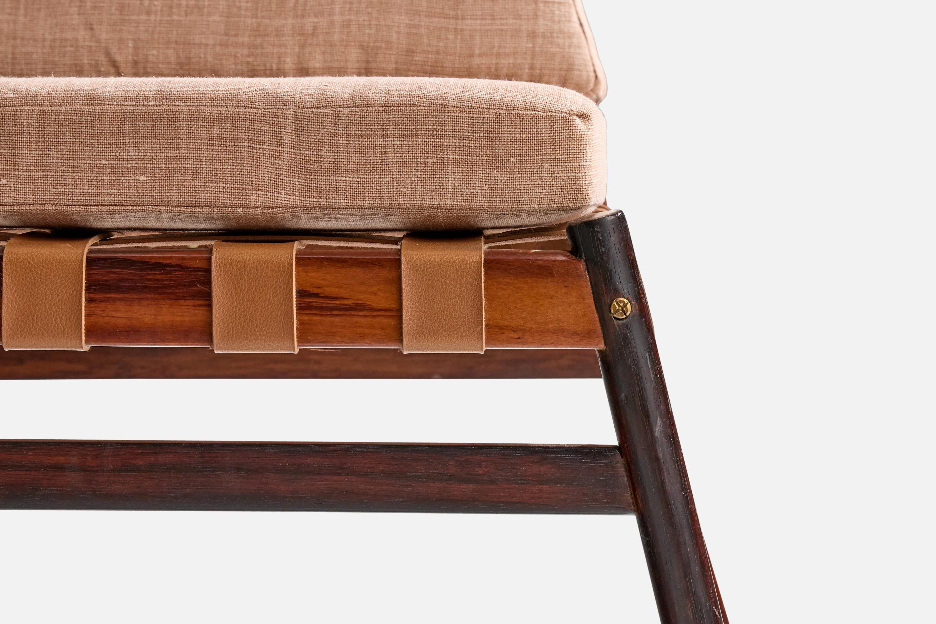 Designer brasiliano, Sedie a pantofola, Wood, Pelle, Tessuto, Brasile, anni '60 in vendita 7