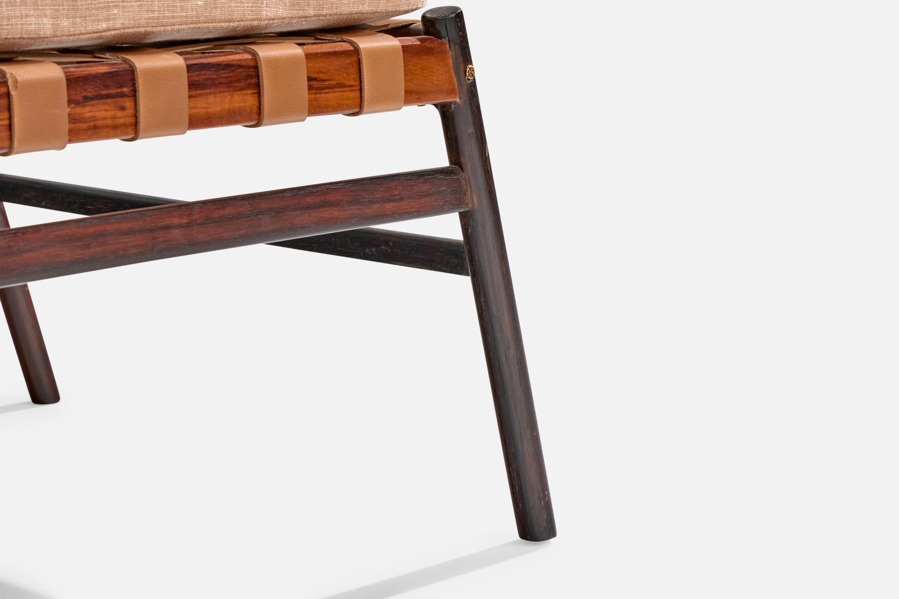 Designer brasiliano, Sedie a pantofola, Wood, Pelle, Tessuto, Brasile, anni '60 in vendita 9