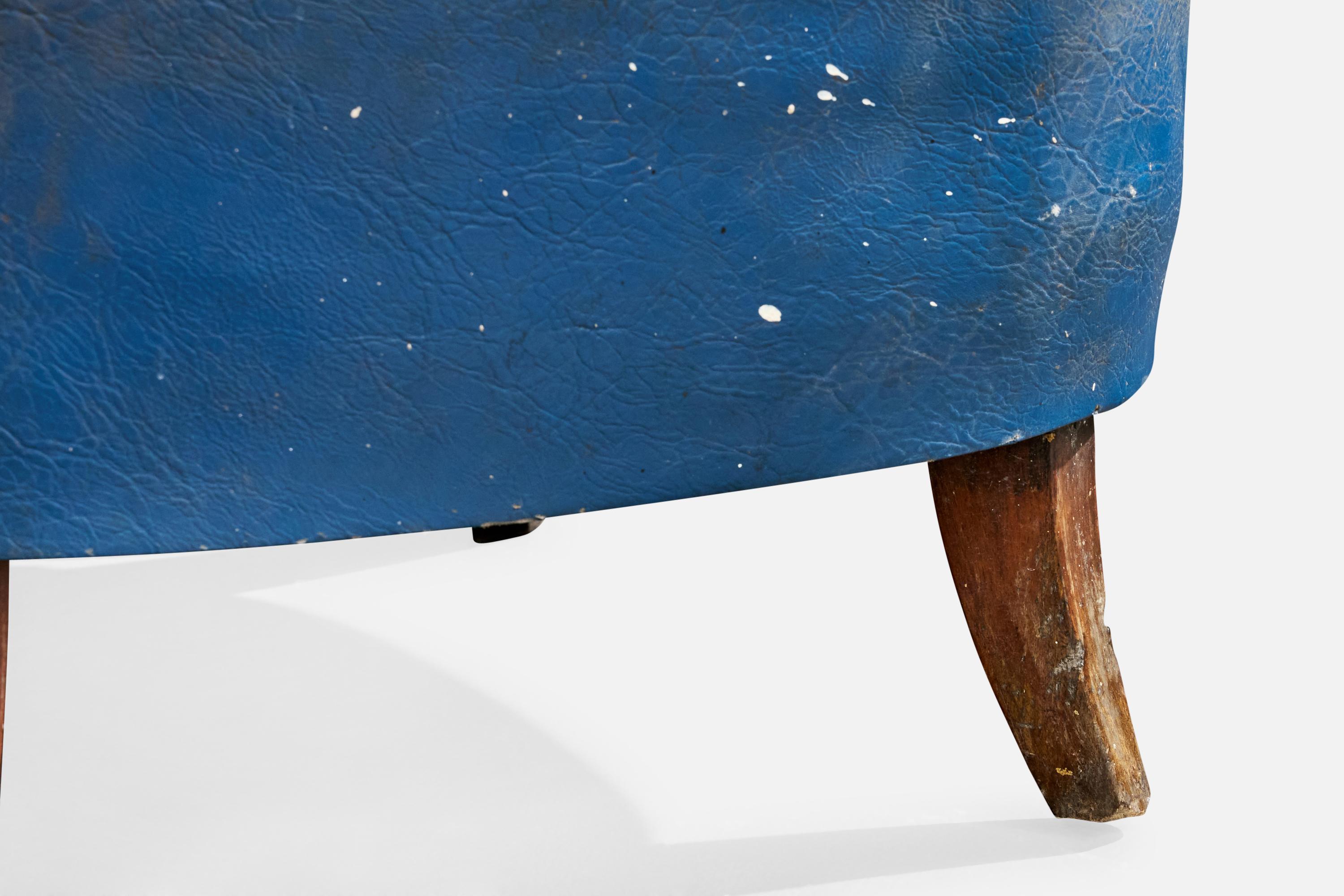 Designer brésilien, chaises à pantoufles, Wood, Vinyl, Brésil, années 1950 en vente 5