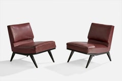 Brazilian Designer, Slipper Chairs, Wood, Vinyl, Brazil, 1960s