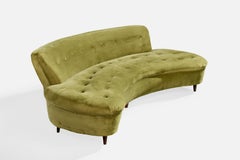 Designer brésilien, canapé, velours, Wood, Brésil, années 1950