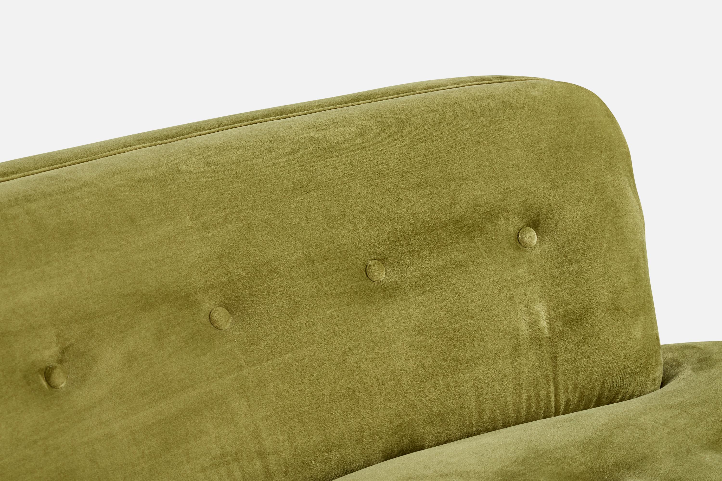 Designer brésilien, canapé, velours, Wood, Brésil, années 1950 en vente 2