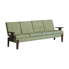 Brazilian Designer, Sofa, Wood, Vinyl, Steel, Brazil, 1950s