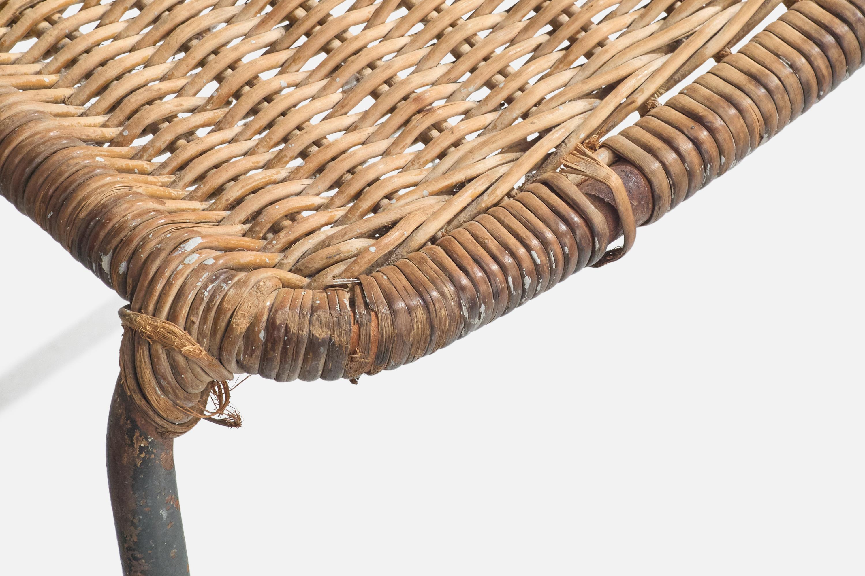 Brazilian Designer, Stool, Iron, Rattan, Brazil, 1950s For Sale 6