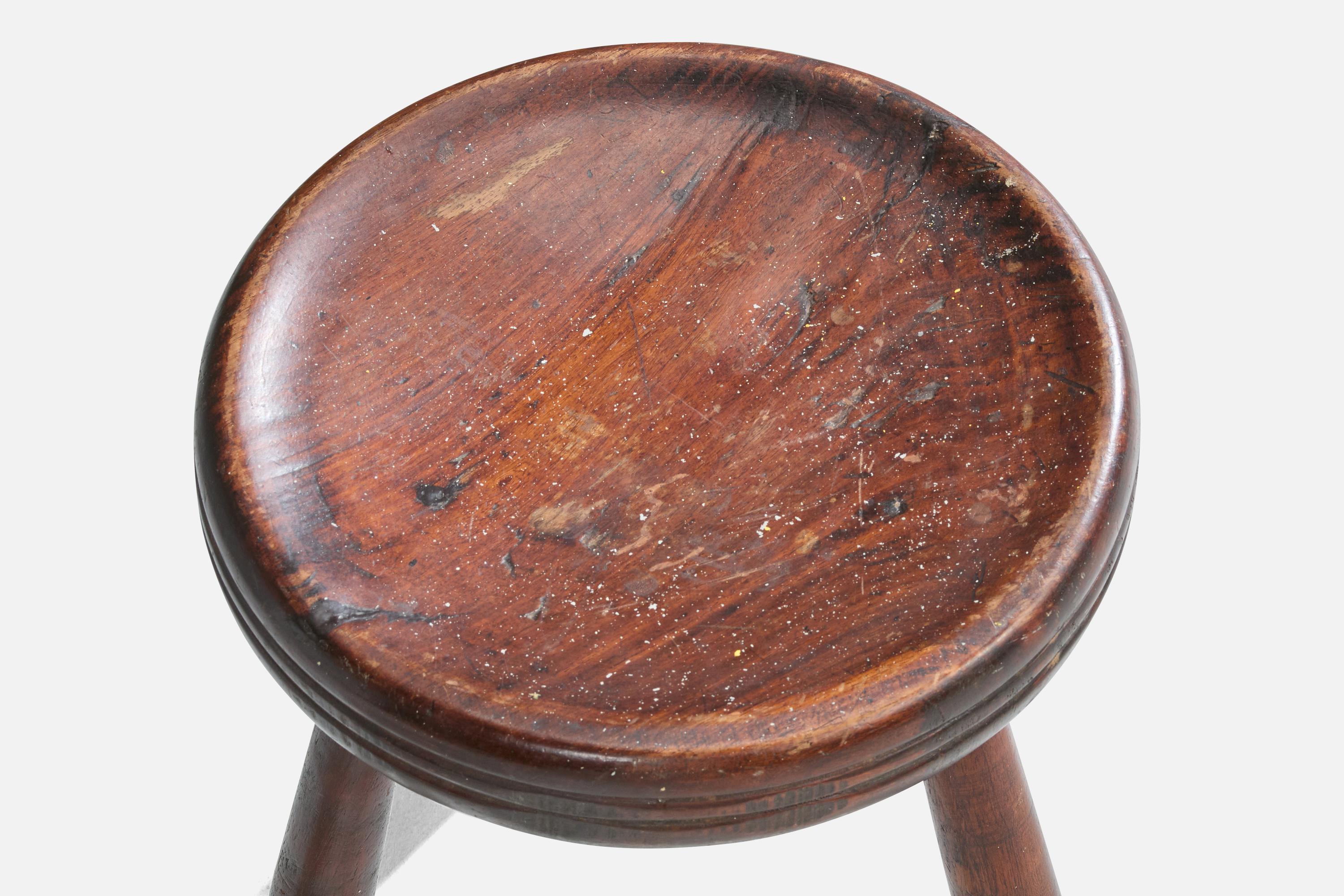 Mid-20th Century Brazilian Designer, Stool, Wood, Brazil, 1950s For Sale
